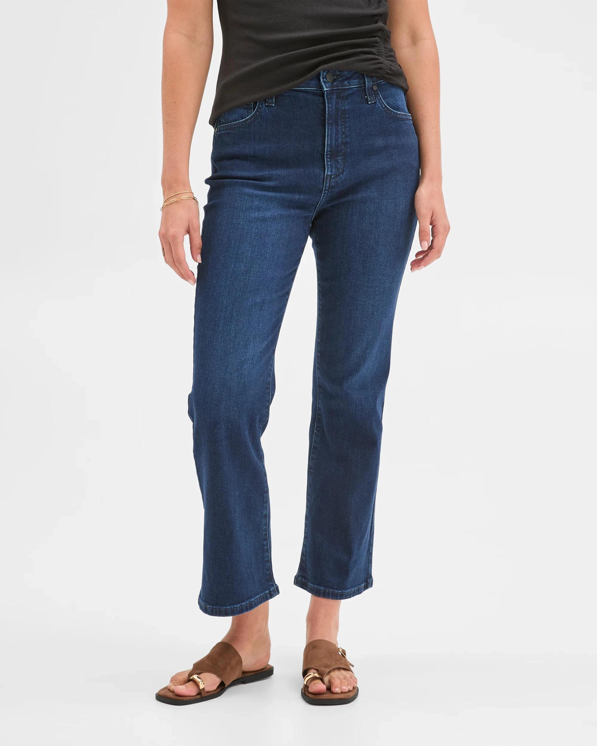 7 Target Mid Rise Crop Length Kick Flare Denim Jeans MIDNIGHT BLUE, 7 of 10