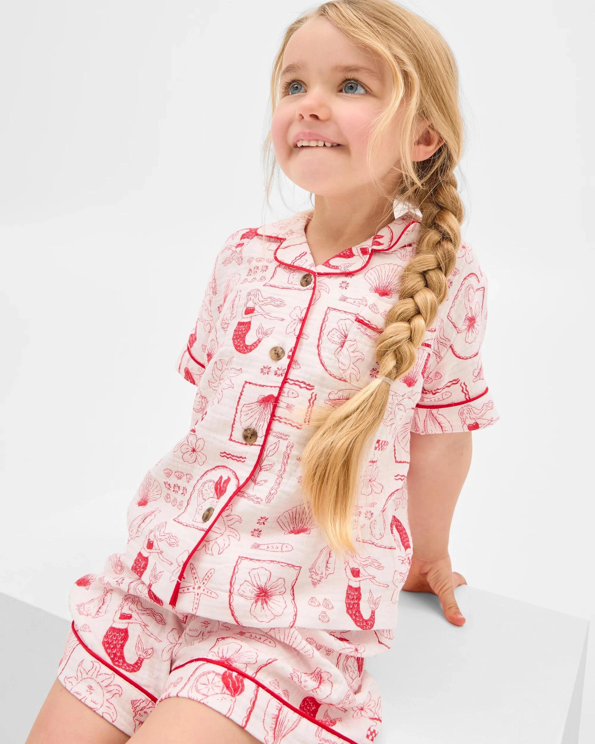 2 Target Kids Australian Cotton Younger Girls Double Cloth Pyjama Set MEDITERRANEAN, 2 of 8