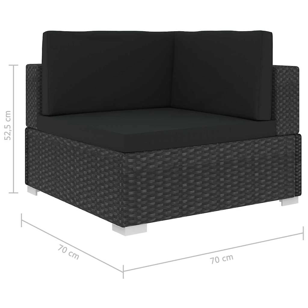 7 Vidaxl 5 Piece Garden Lounge Set With Cushions Poly Rattan - Black, 7 of 8