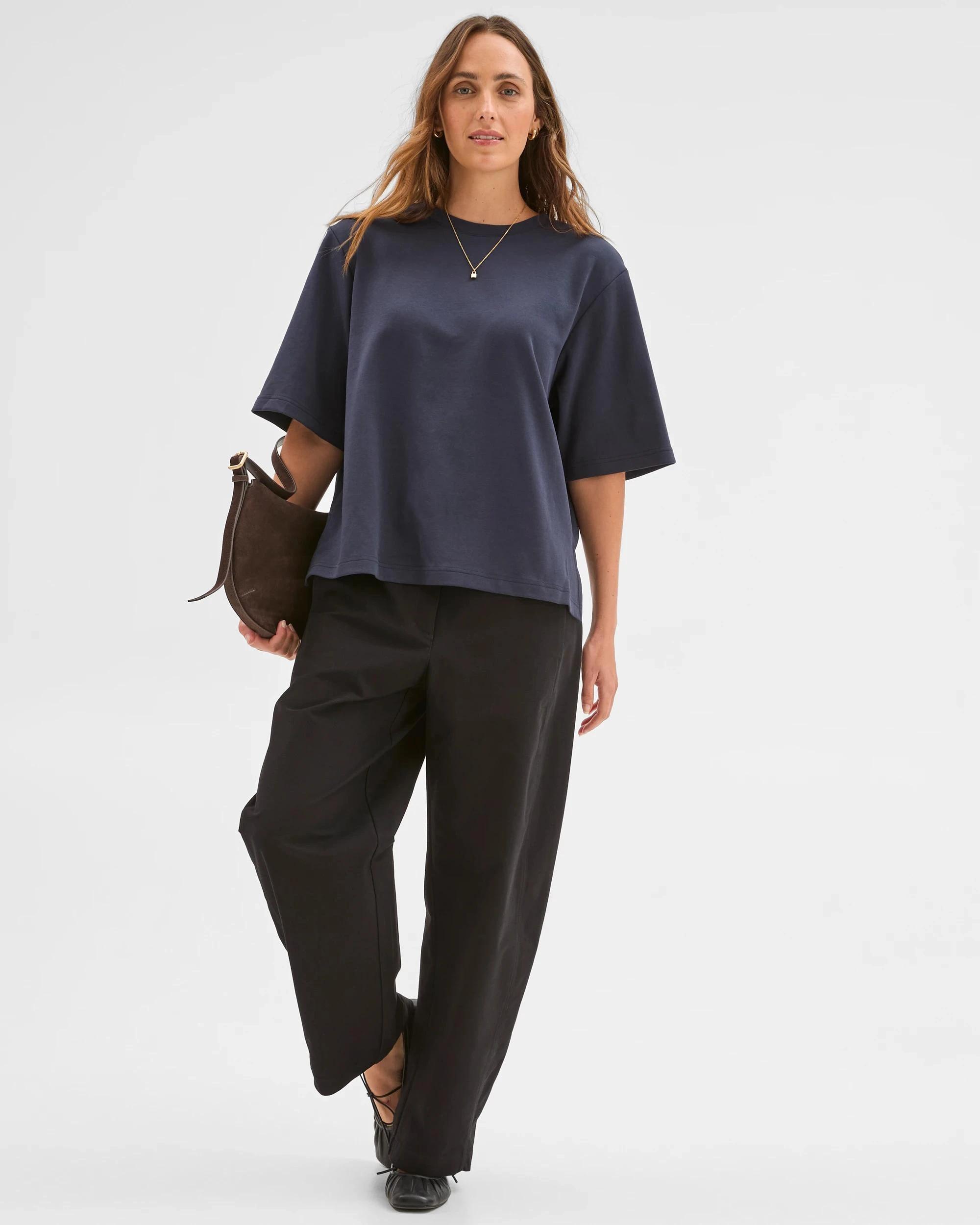 2 Target Woman Australian Cotton Blend Oversized Interlock T-Shirt NIGHT SKY, 2 of 5