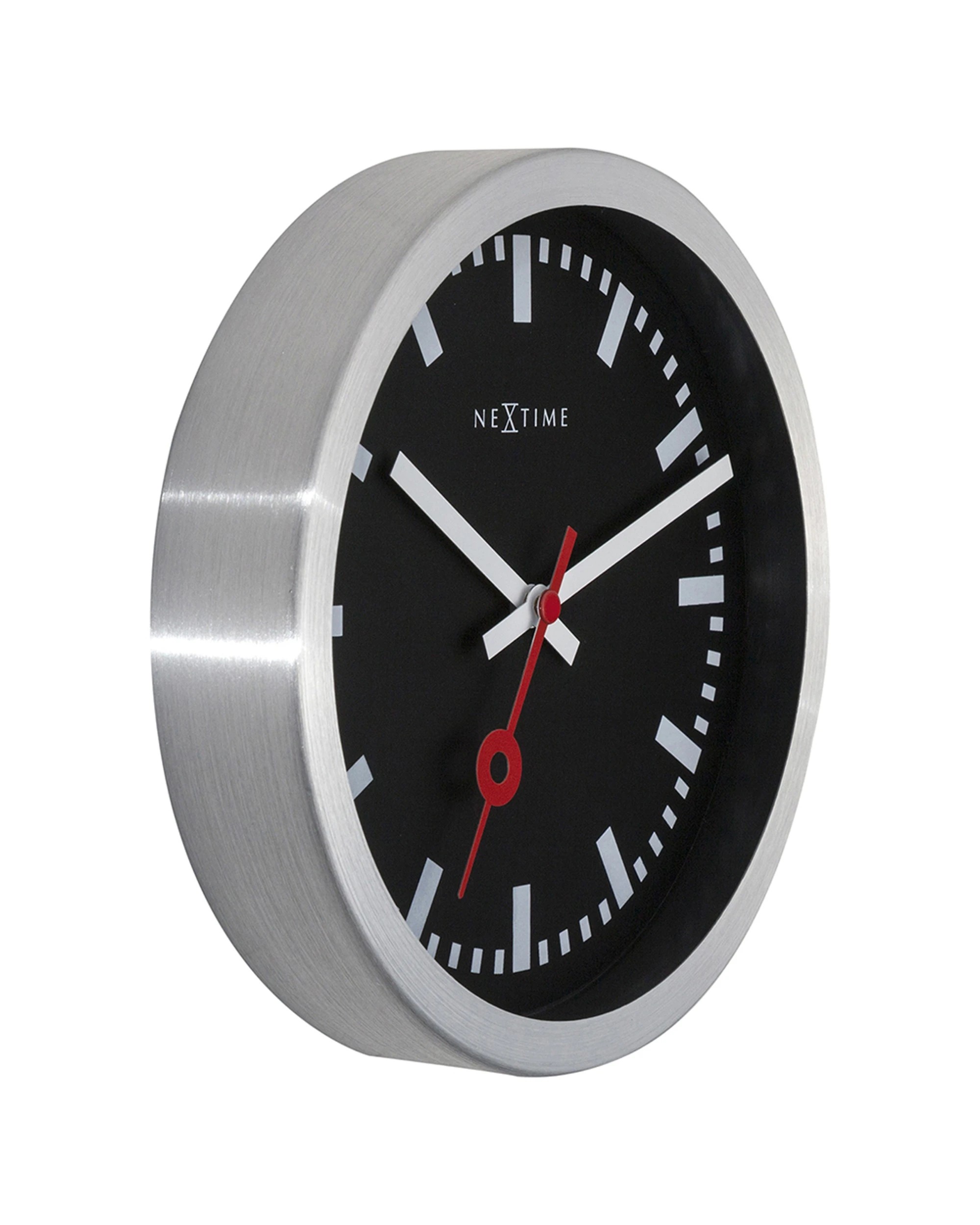 3 NEXTIME Station Stripe 19cm Wall Clock Silent Sweep Movement Glass Lens - Black, 3 of 5