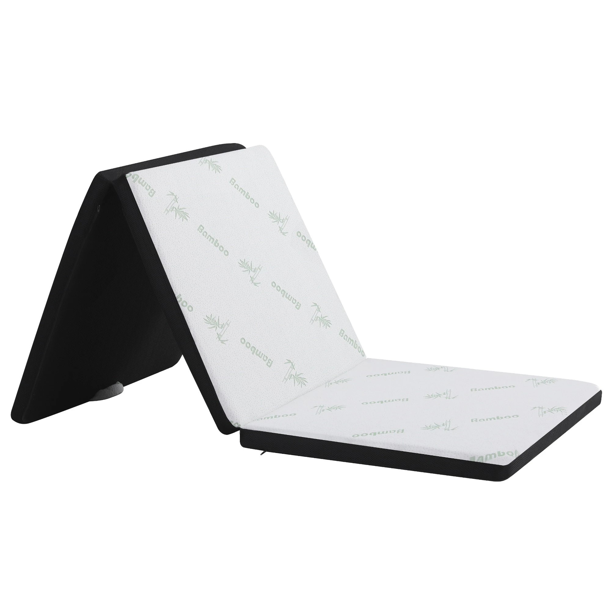 1 Giselle Bedding Folding Mattress 5cm Single Foldable Foam Bamboo Bed Mat - Single Bed - Black, 1 of 4