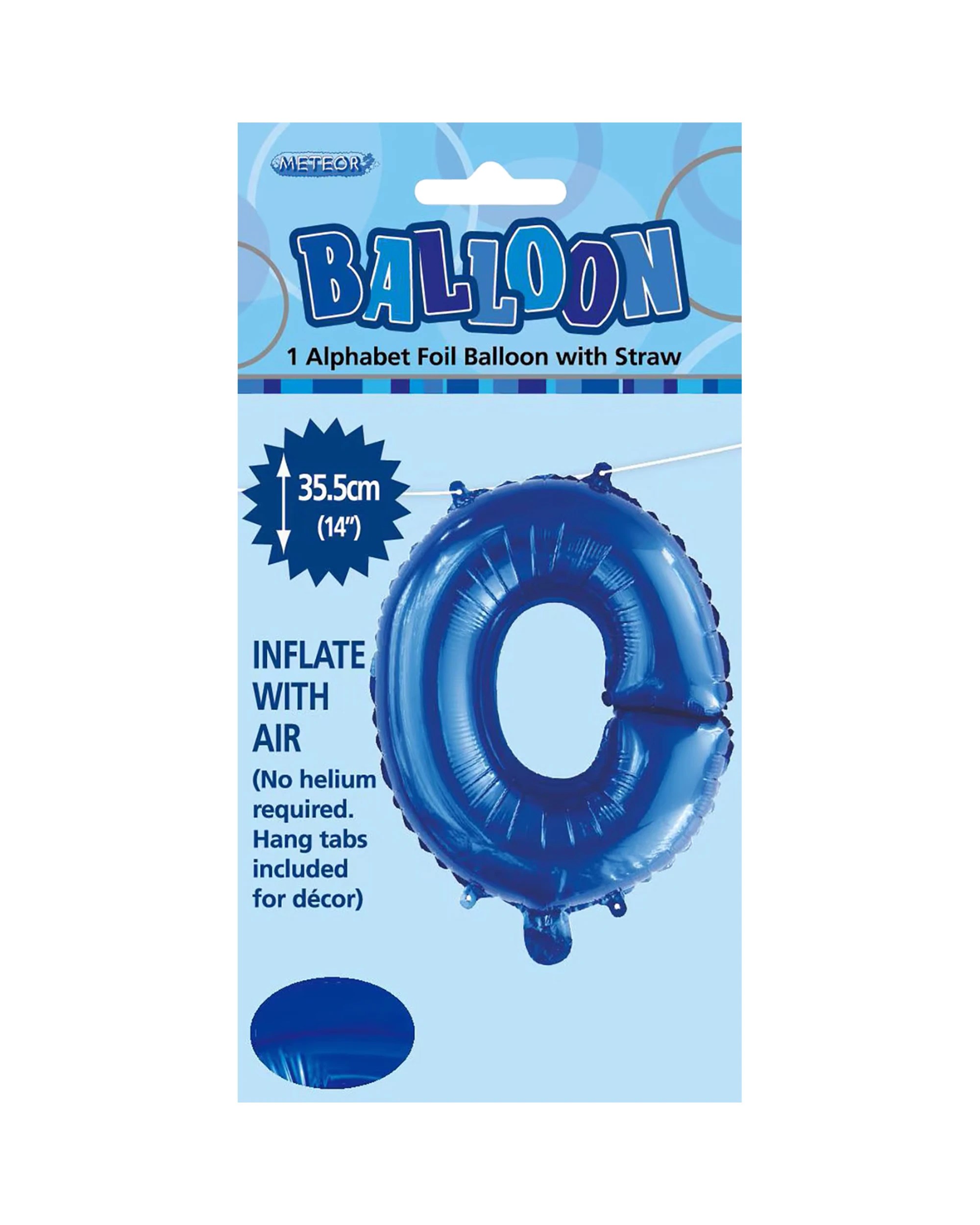 2 Meteor Letter O Foil Air Fill Balloon 35.5cm - Blue, 2 of 2