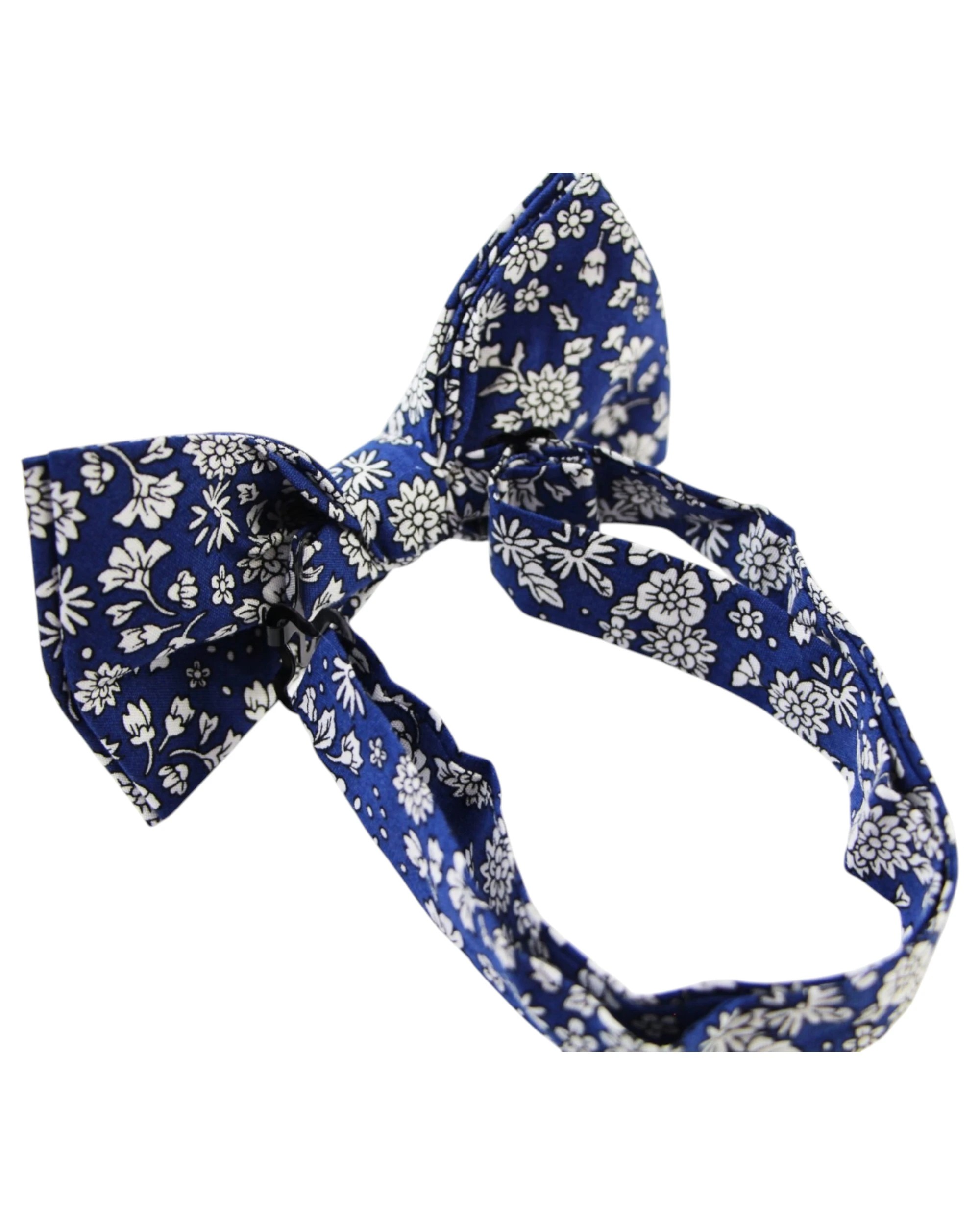 2 Zasel Mens Navy With White Flowers Cotton Bow Tie & Pocket Square Set - Multi, 2 of 4