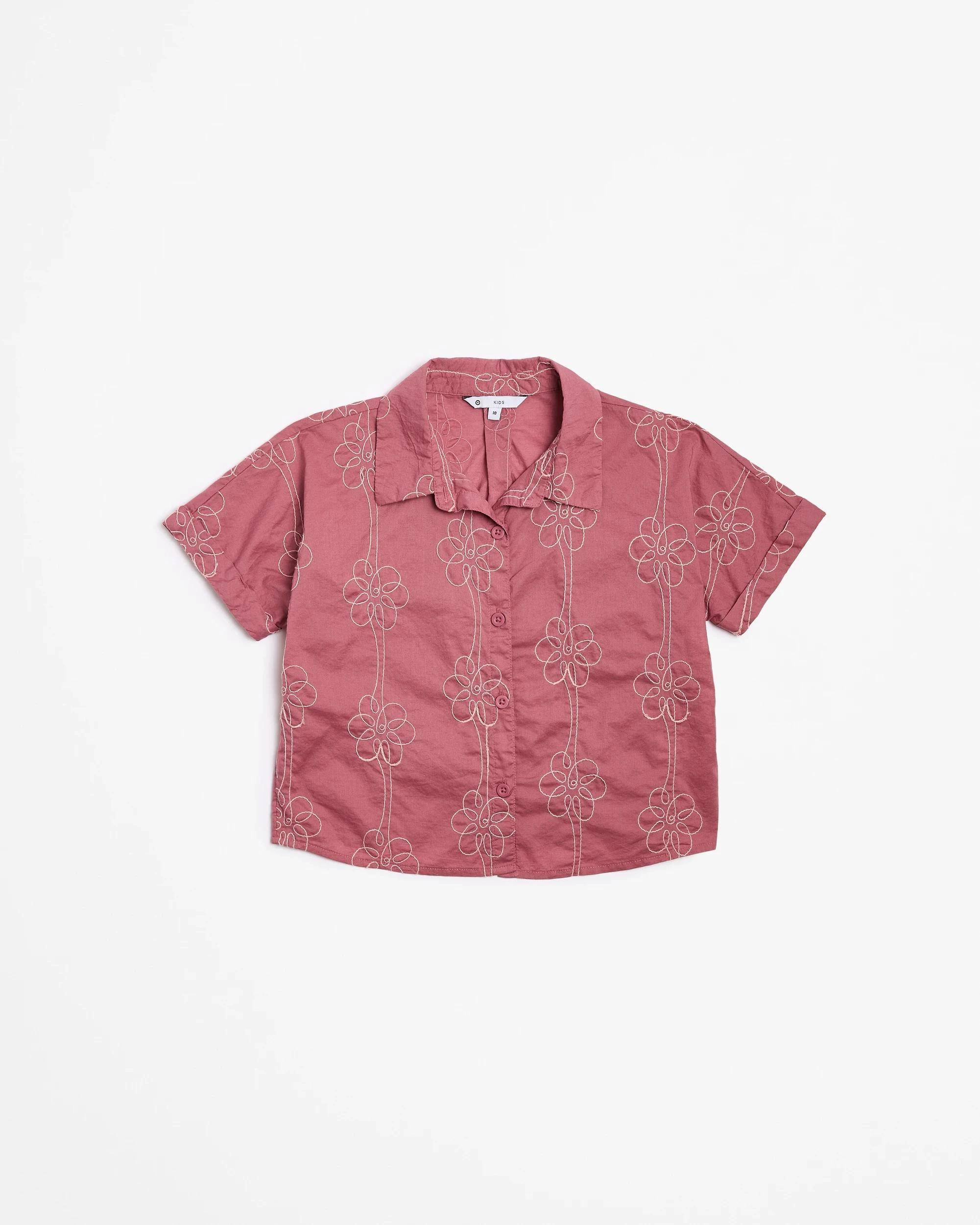 4 Target Australian Cotton Embroidered Short Sleeve Shirt PURPLE, 4 of 5