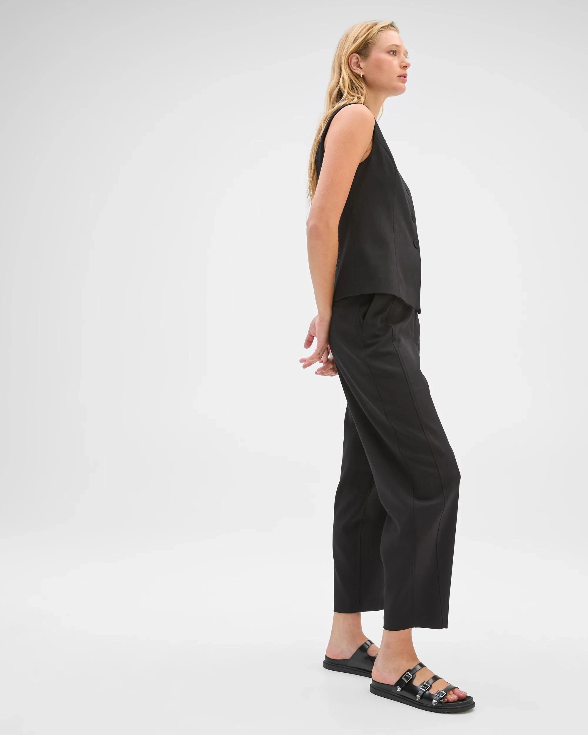 3 Preview Tailored Barrel Leg Pants BLACK, 3 of 6