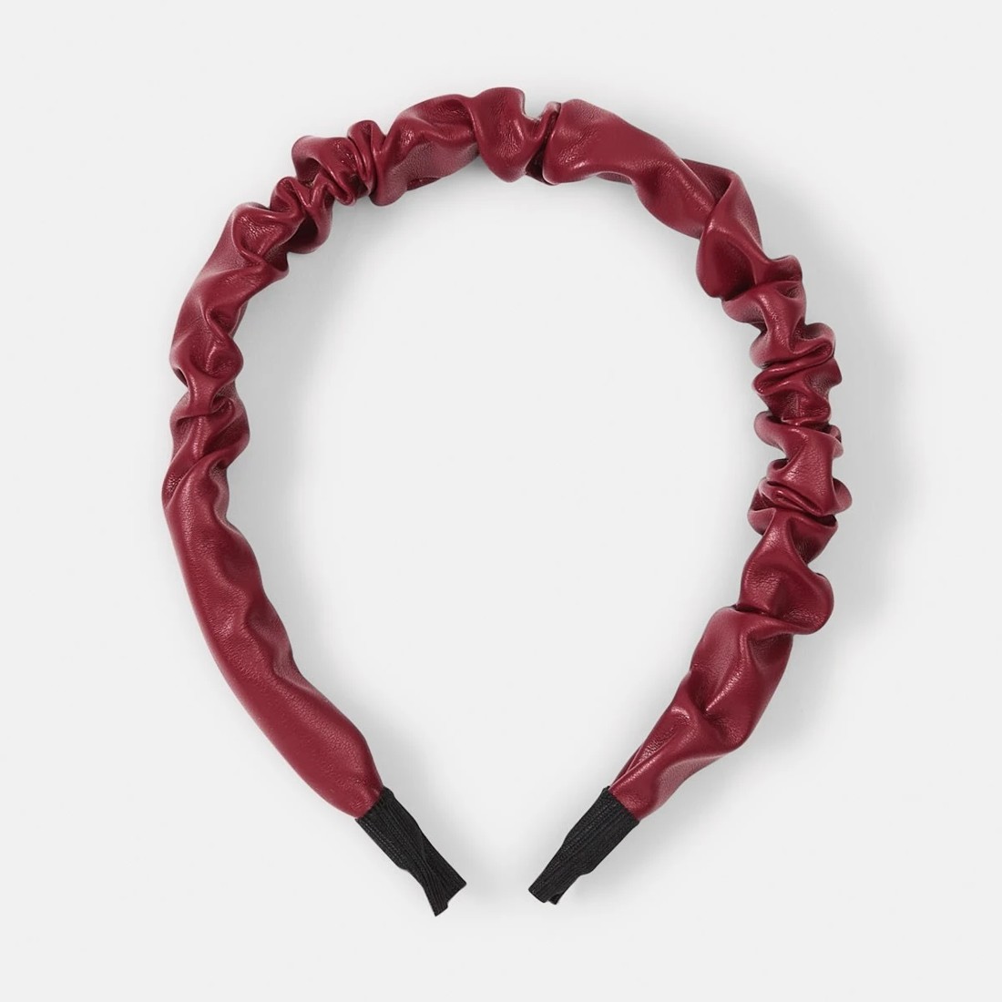 3 Faux Leather Ruffle Headband - Red, 3 of 5