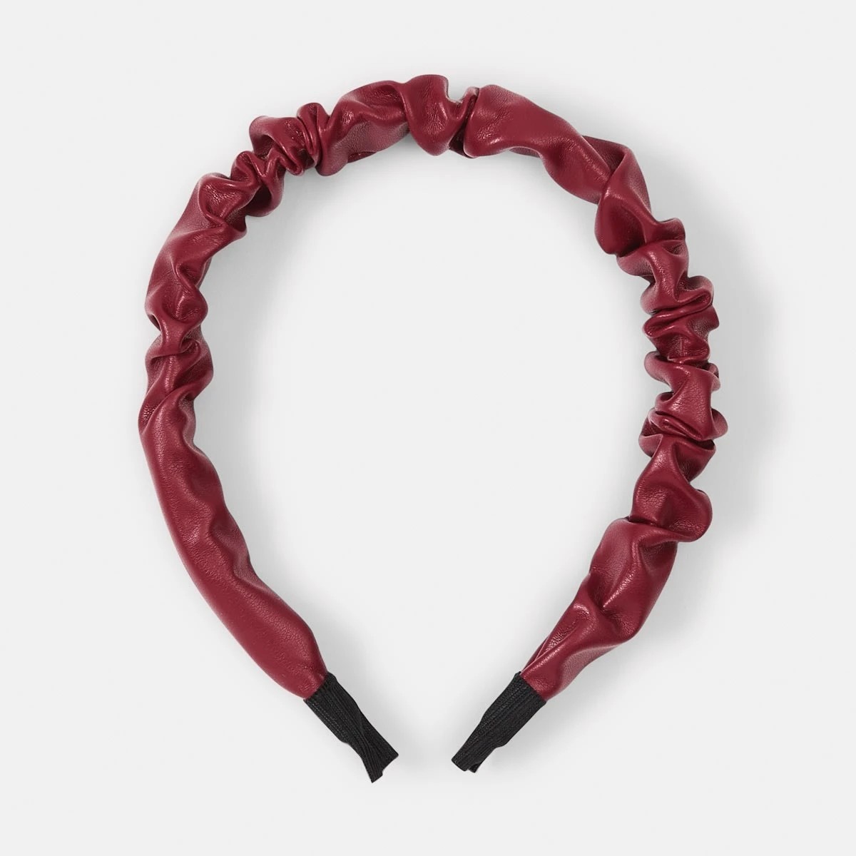 3 Faux Leather Ruffle Headband - Red, 3 of 5
