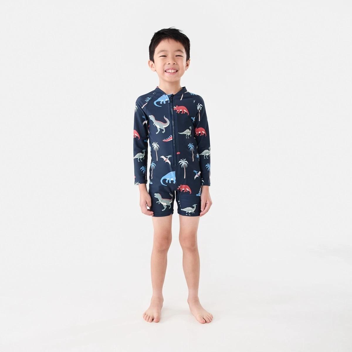 1 Long Sleeve Swimsuit Nvy Dino, 1 of 4