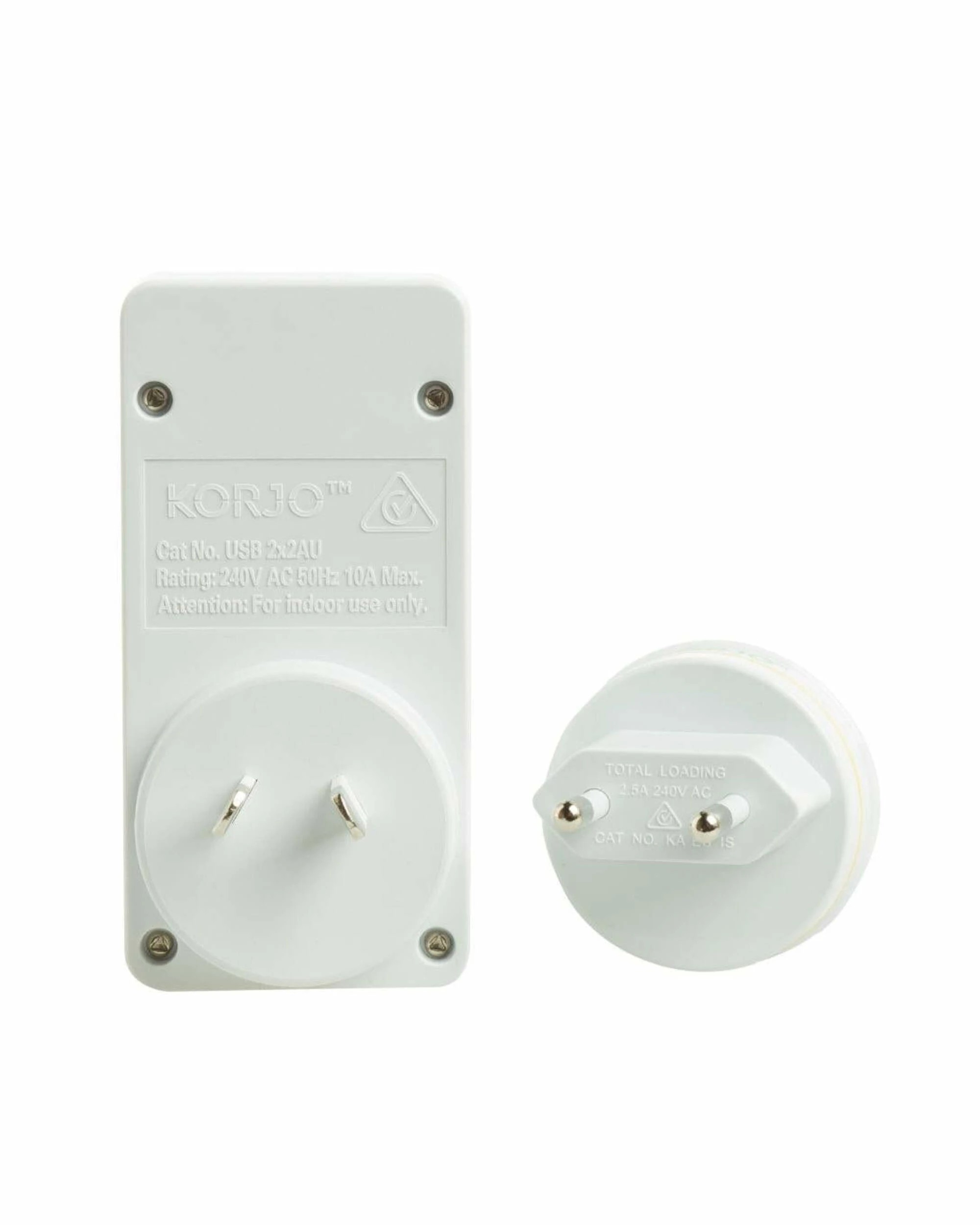 4 Korjo Travel Adaptor Plug with 2 x USB - Aus to Italy / Switzerland - White, 4 of 4