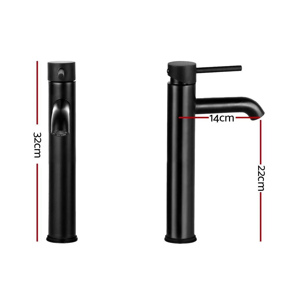 2 Cefito Bathroom Basin Mixer Tap Round Tall Faucet Vanity Laundry - Black, 2 of 7