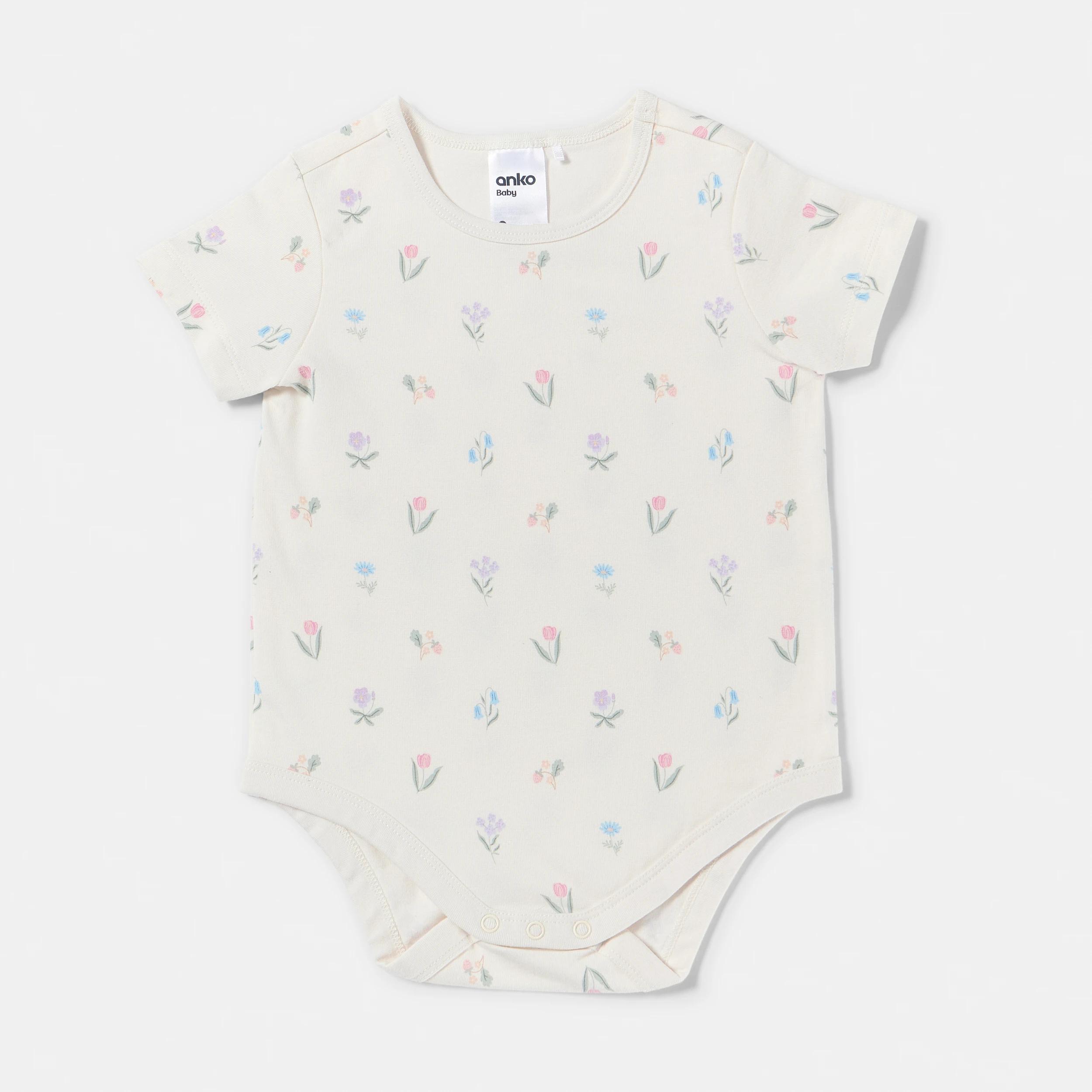 5 3 Pack Short Sleeve Print Bodysuits PINK FLORAL, 5 of 8