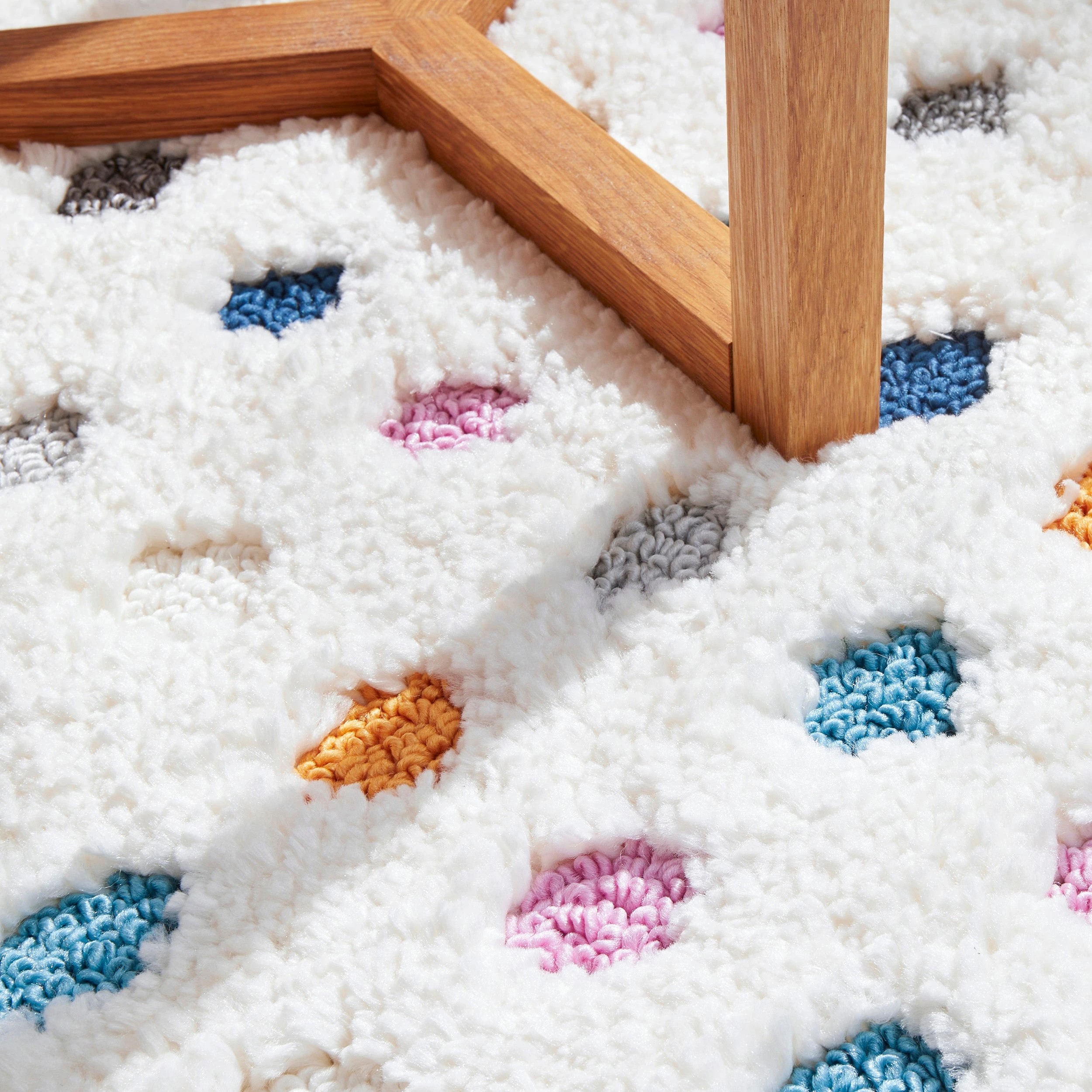 8 Common Ground Rugs Remy Polka 230x160cm - Medium Shag Rug - White, 8 of 9