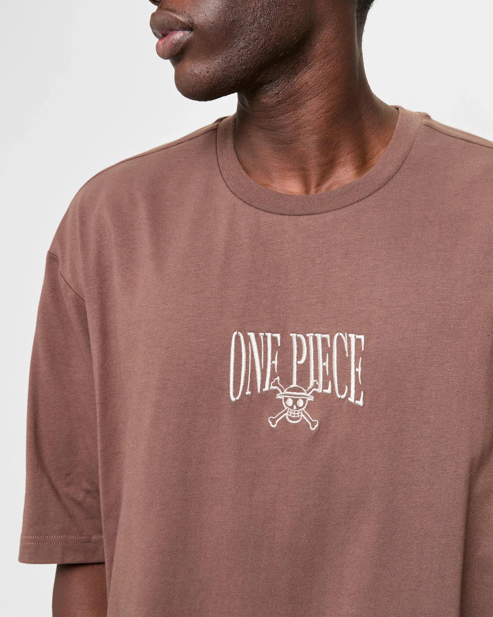 5 Licensed One Piece Luffy Logo T-Shirt BROWN, 5 of 5