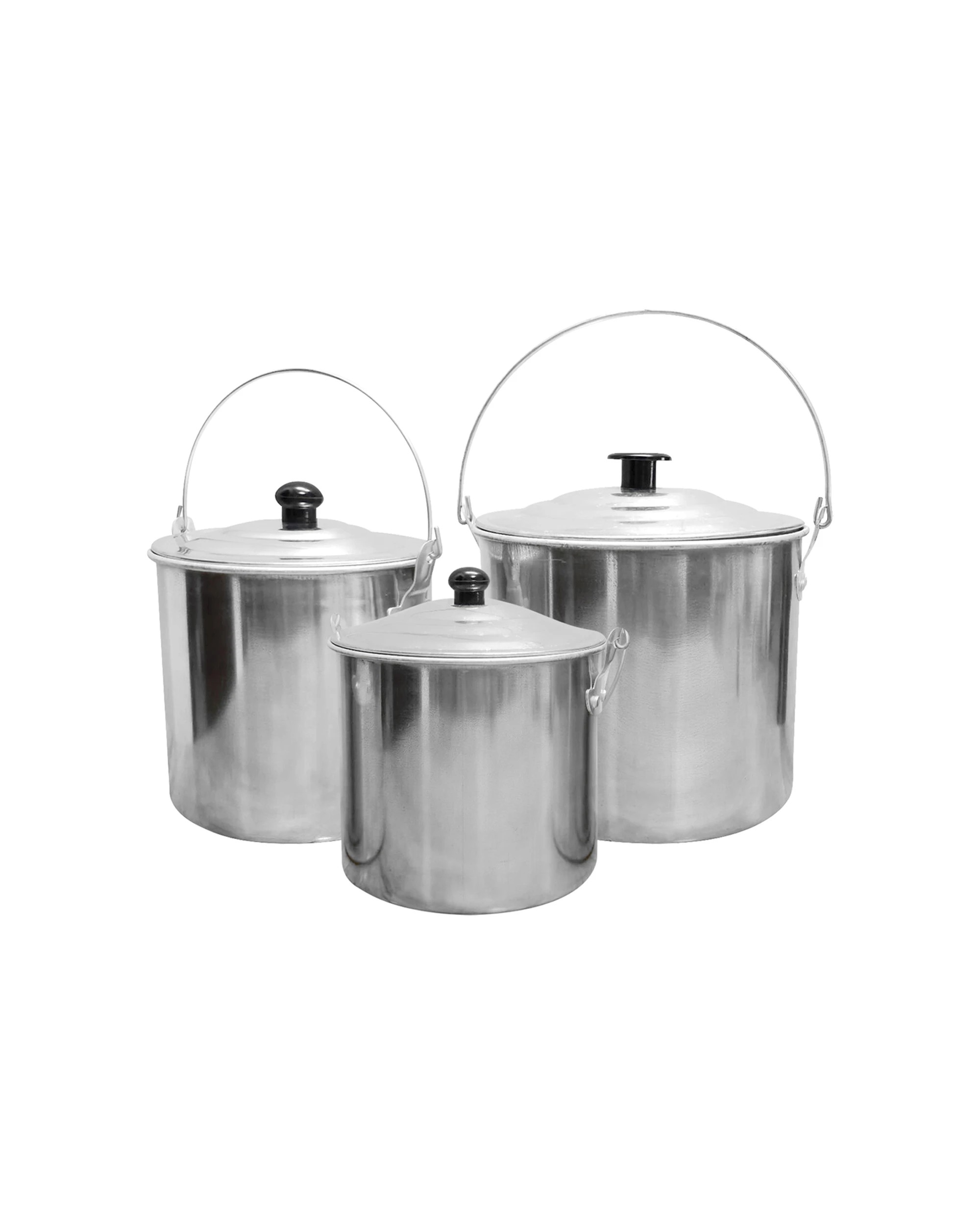 1 Wildtrak 3pc Wildtrak Aluminium 1.45L 1.65L 2.65L Billy Can Set Nesting - Silver, 1 of 3