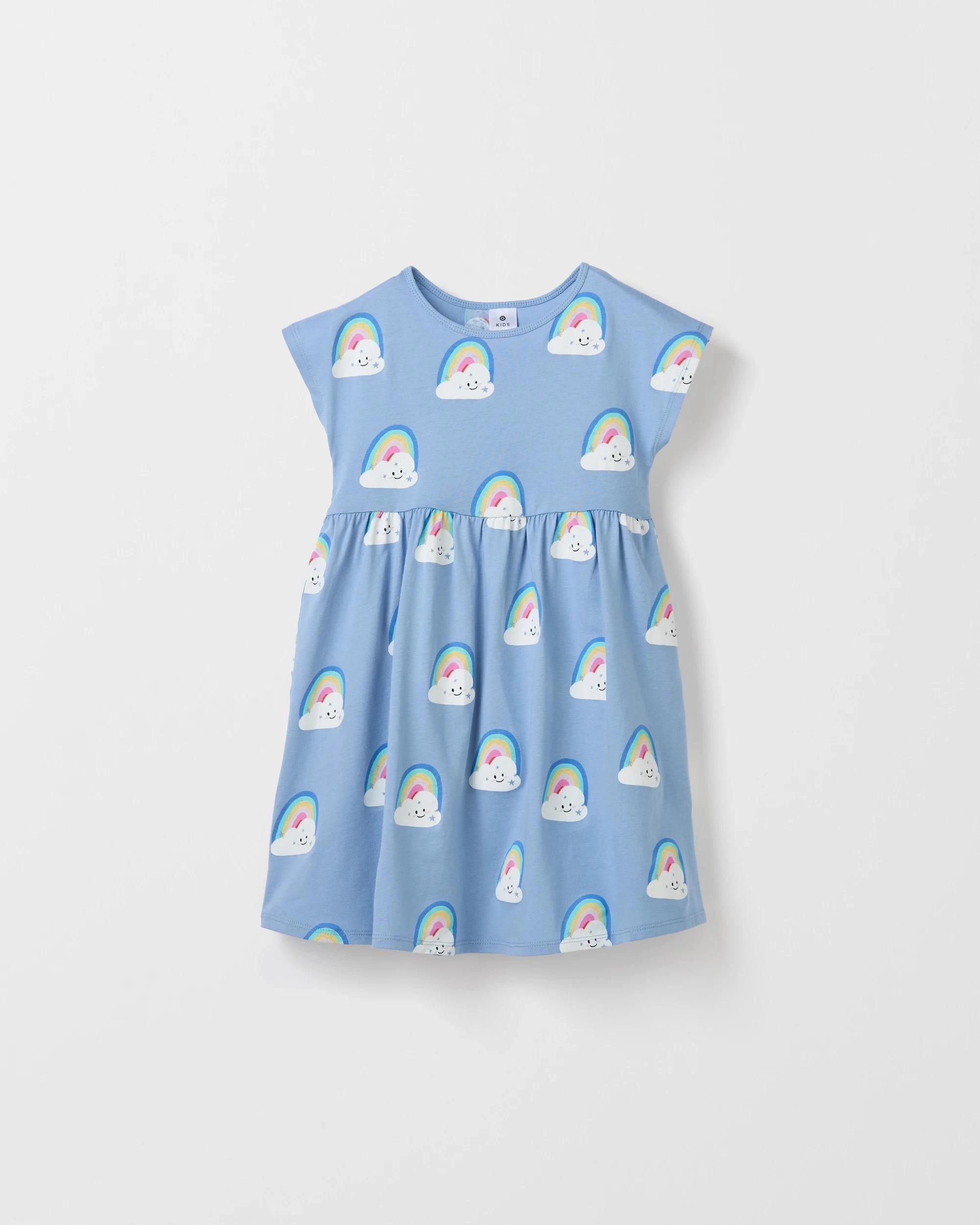 5 Target Kids Australian Cotton Print and Rib 2 Pack Dress PINK/BLUE RAINBOW, 5 of 7