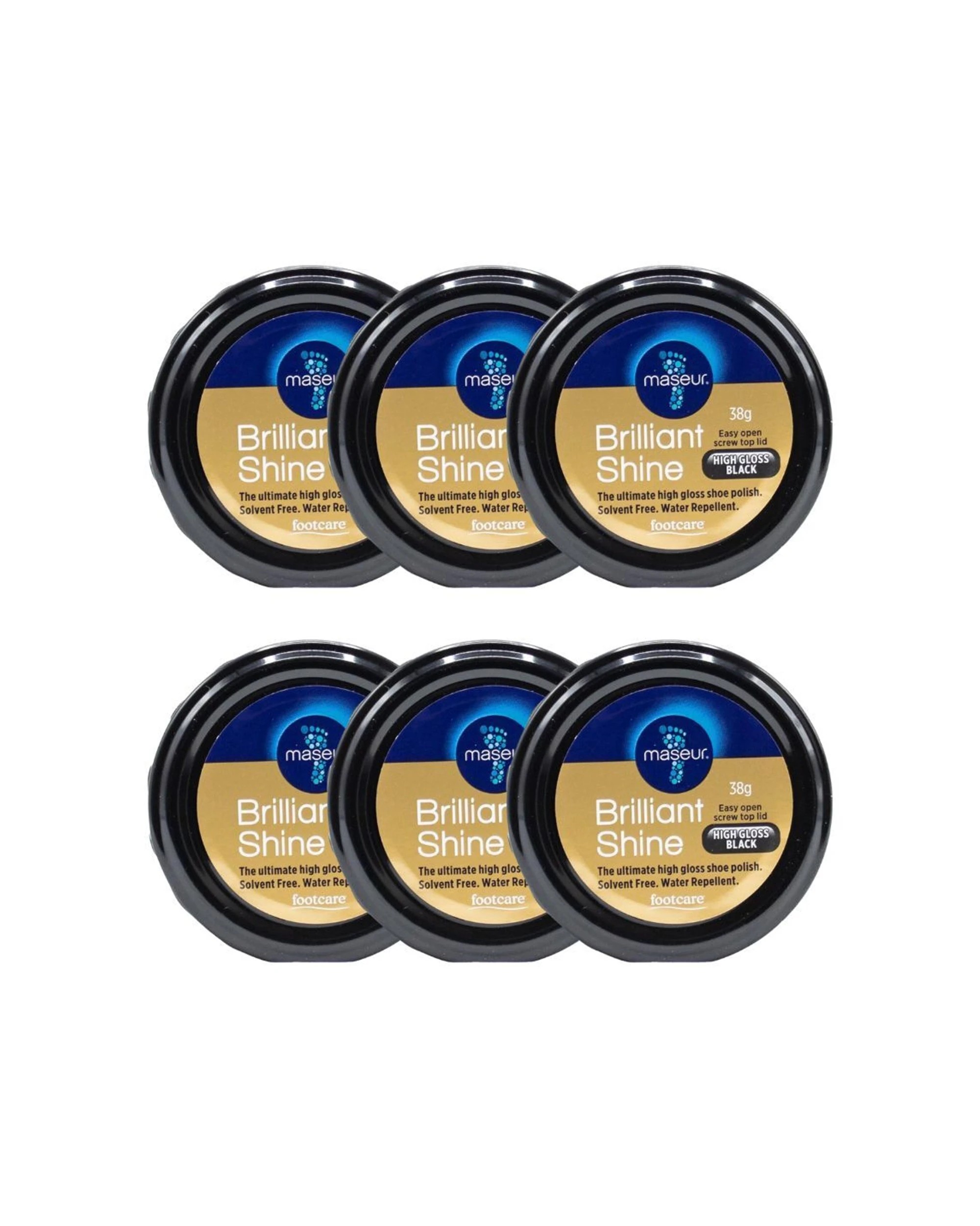 1 Footcare 6PK Maseur Brilliant Shine Shoe Polish Leather - 2 - Black, 1 of 3