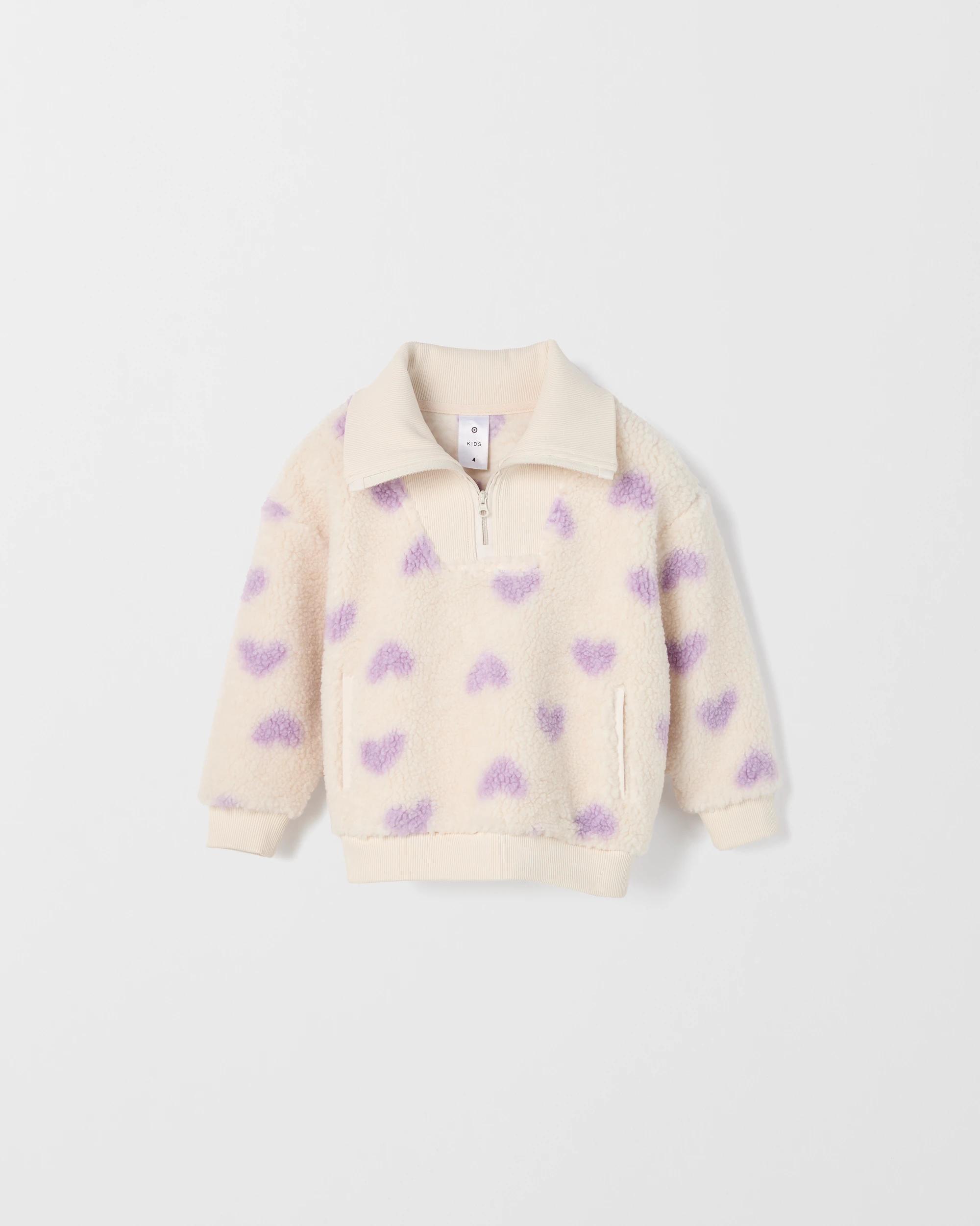 1 Target Kids Teddy Fleece 1/4 Zip Jumper GARDENIA HEART, 1 of 1