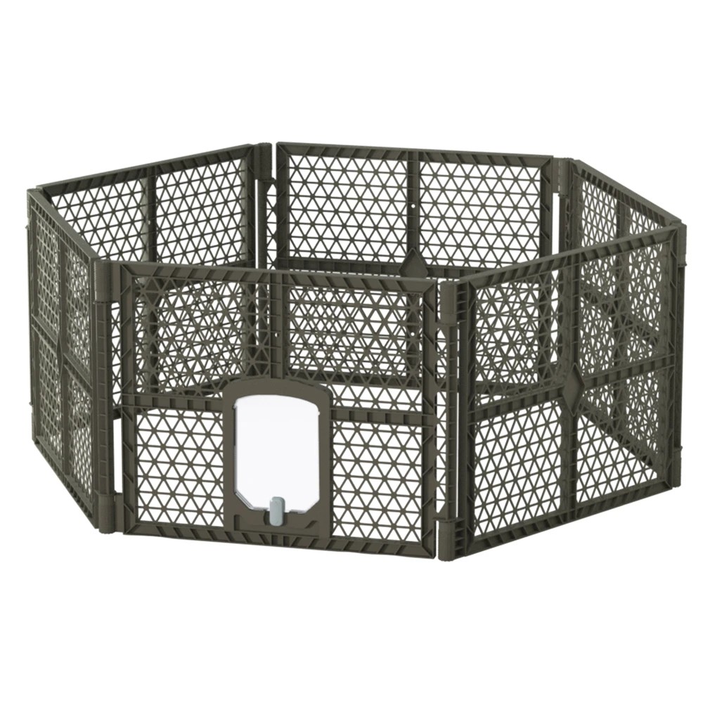 1 i.Pet Dog Playpen Enclosure 6 Panel Pet Fence Plastic Play Pen - Black, 1 of 5