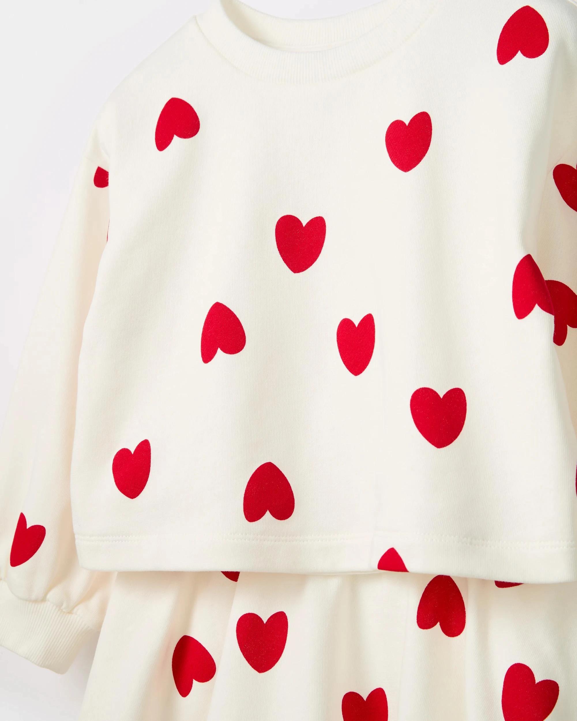 6 Target Australian Cotton Fleece Top and Skort 2 Piece Set WHITE AOP HEARTS, 6 of 9