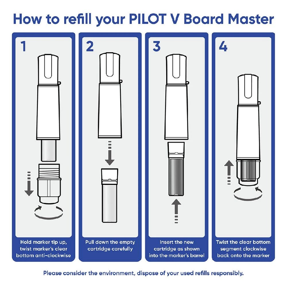 4 PILOT V Board Master Whiteboard Marker Refill Black, 4 of 4