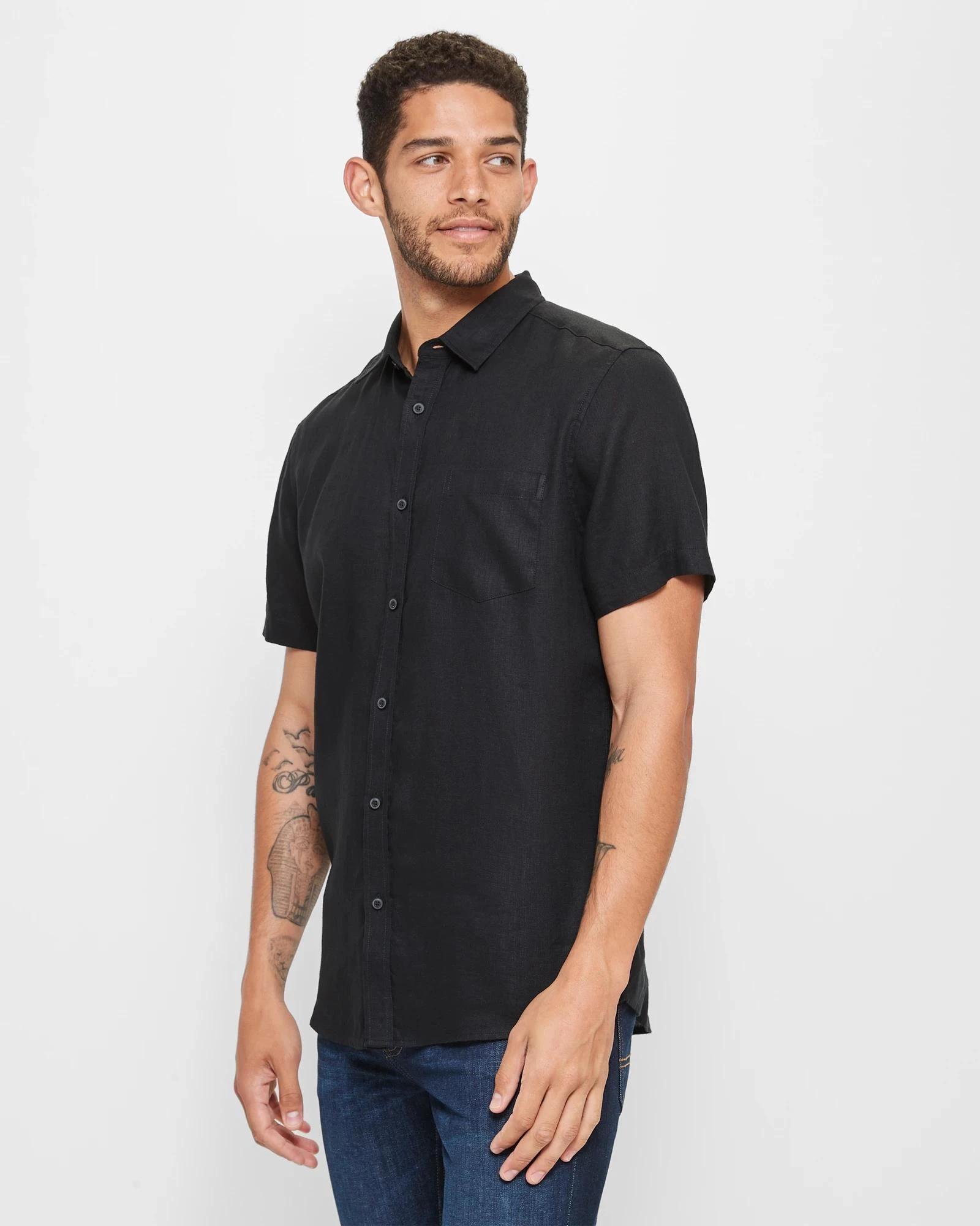 3 Target European Linen Shirt BLACK, 3 of 5