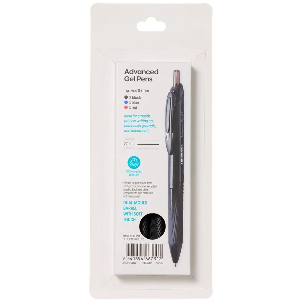 3 J.Burrows Retractable Advanced Gel Pen Assorted 4 Pack, 3 of 7