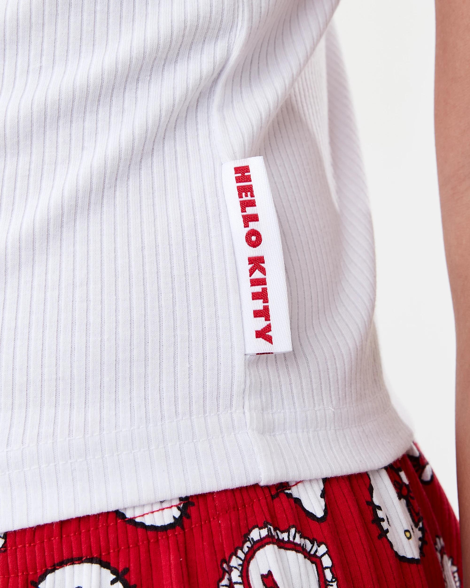 7 Hello Kitty License Sleeveless Rib Lace Trim Tank and Shorts Pyjama Set Hk Heart, 7 of 10