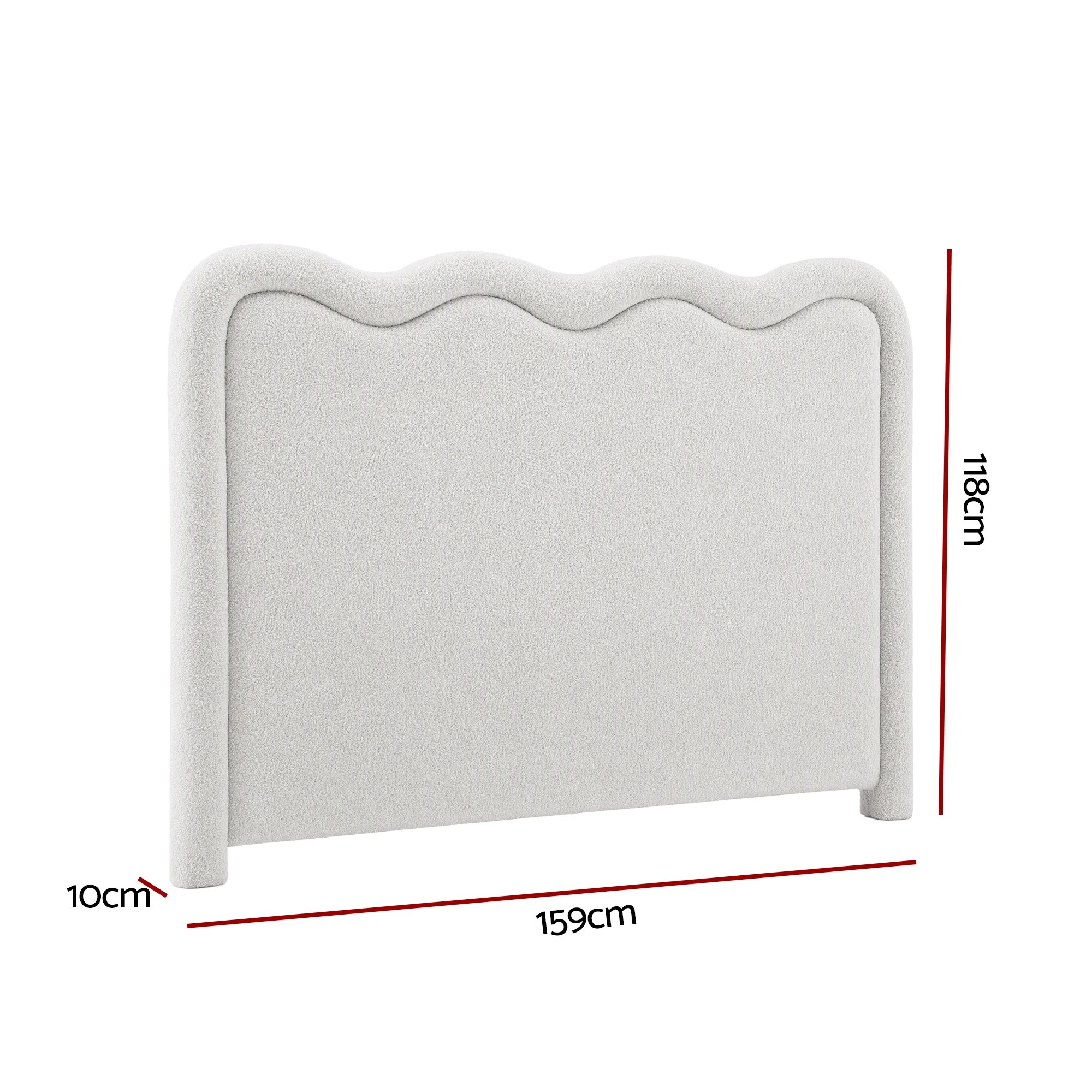Artiss Boucle Bed Head Upholstered Wavy Headboard - Queen Bed - Beige ...
