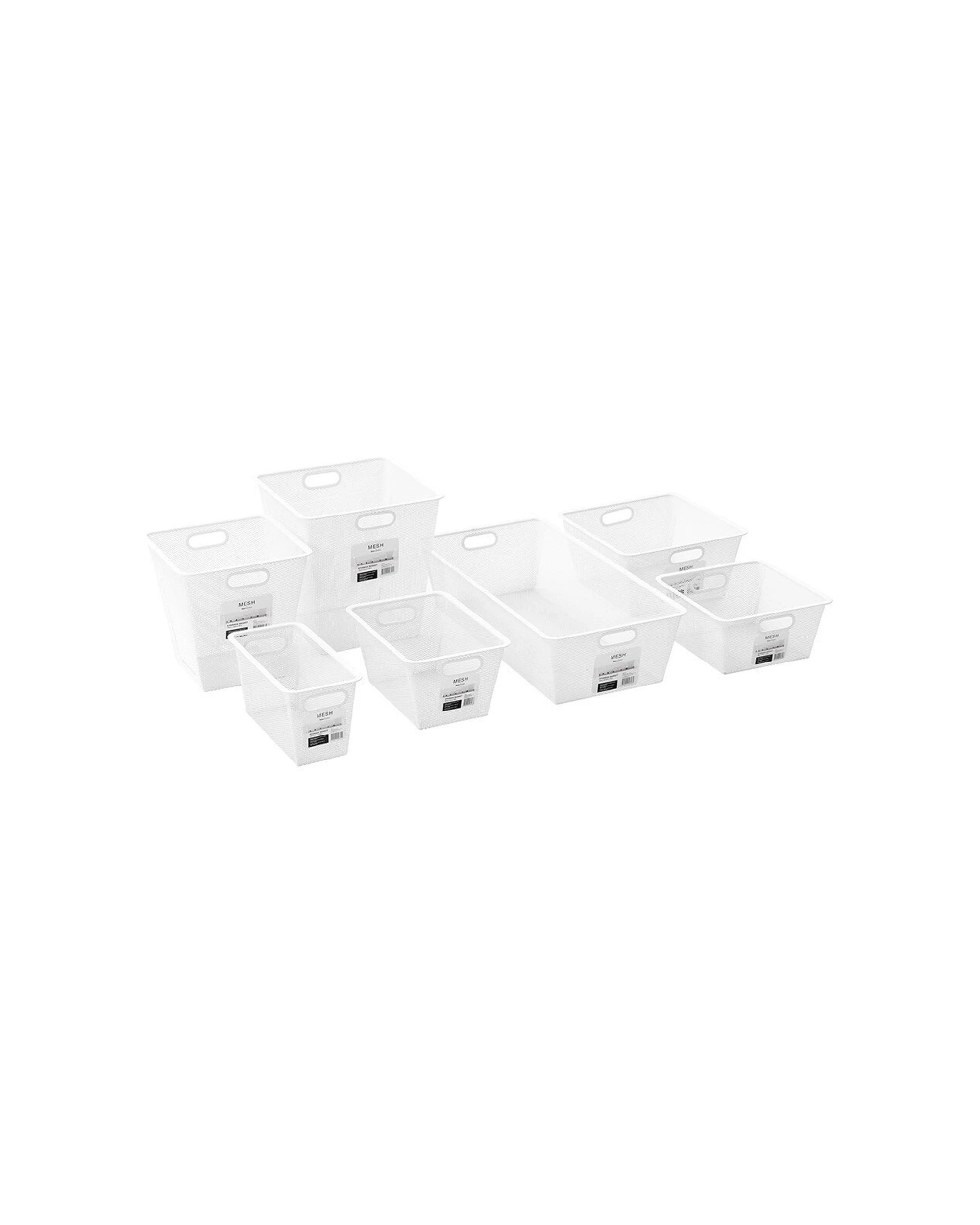 3 Boxsweden Mesh Storage Basket 28cm x 28cm x 28cm Mesh Wire Powder Coated Handles - White, 3 of 3