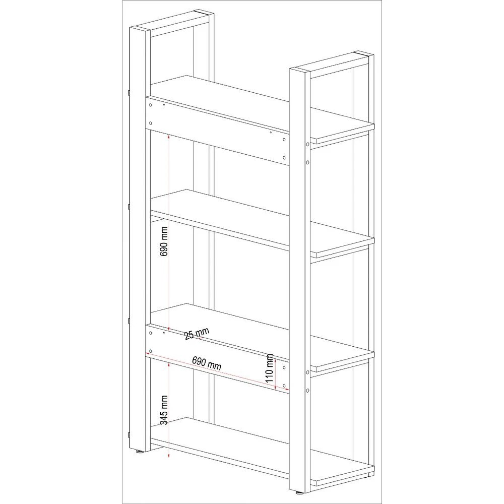 9 Copenhagen 4 Shelf Bookcase Shelves Home Office Storage, 9 of 10