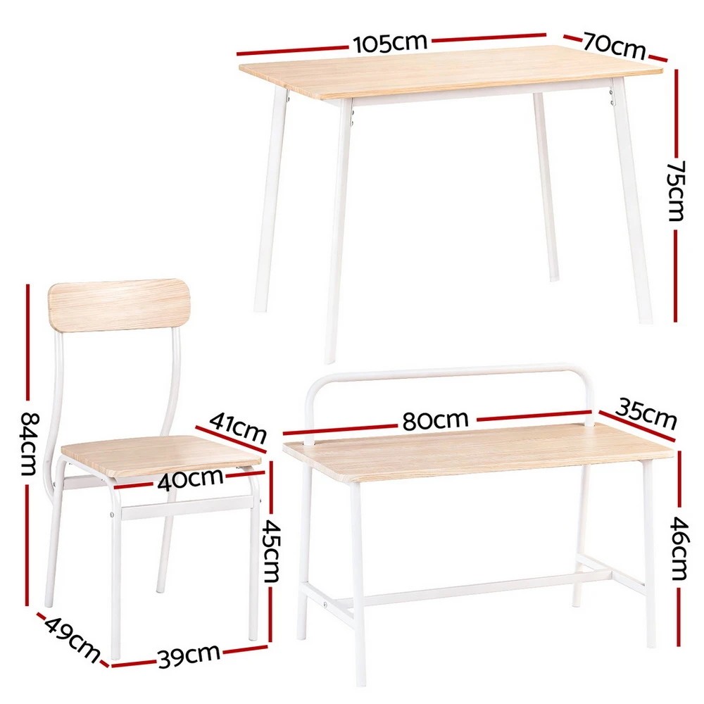 2 Artiss Dining Table and Chairs Set of 4 Bench Kitchen Furniture  and - Multi, 2 of 10