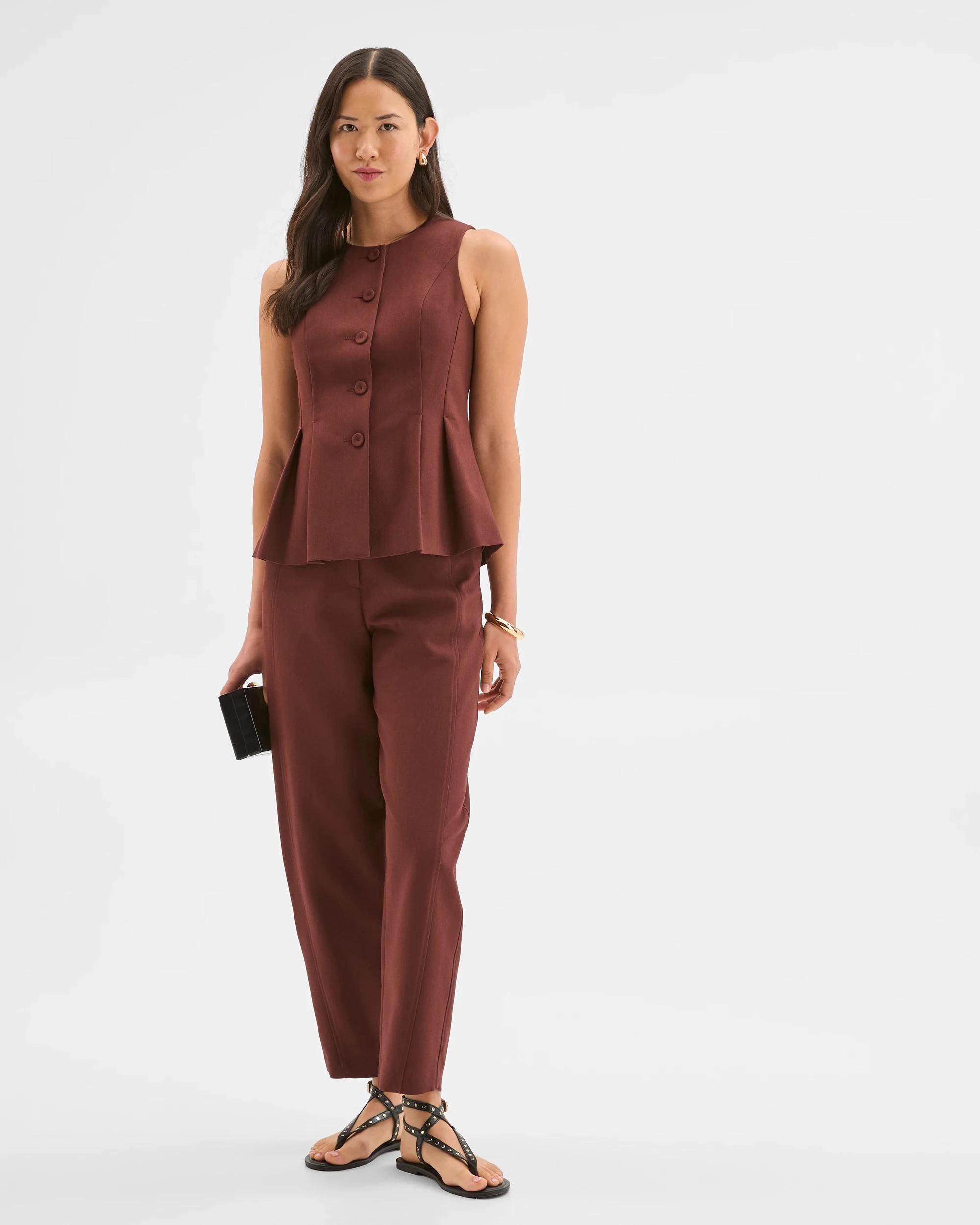 1 Preview Sleeveless Peplum Vest RUM RAISIN, 1 of 8