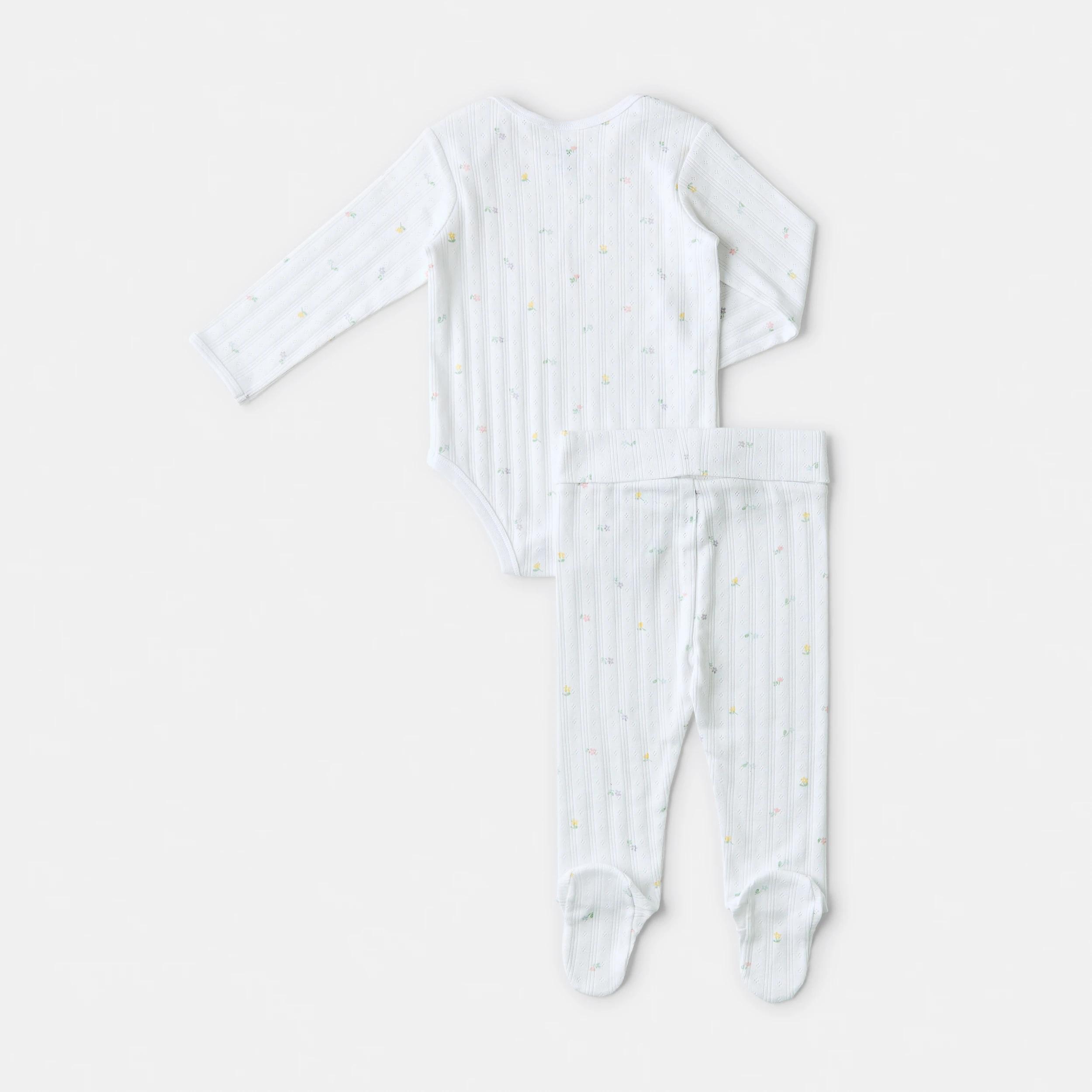 2 2 Piece Long Sleeve Newborn Set WHITE FLORAL, 2 of 5