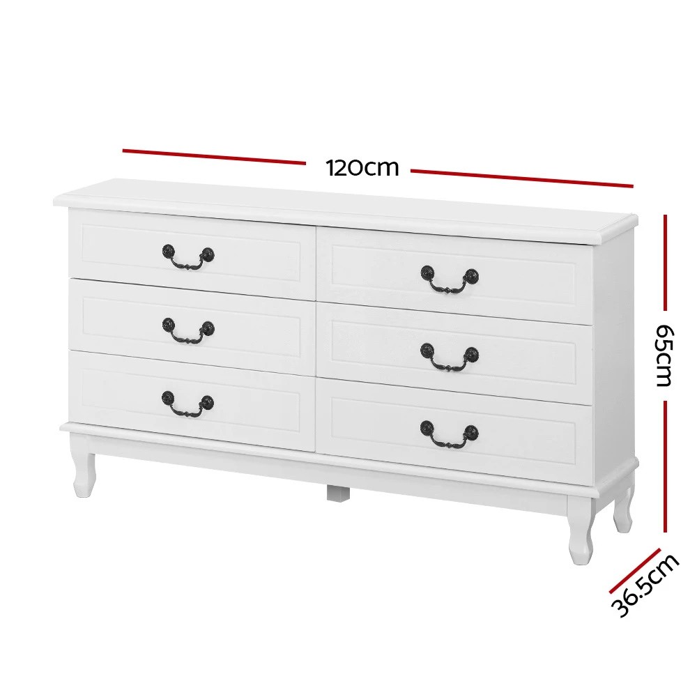 2 Artiss 6 Chest of Drawers - White, 2 of 5