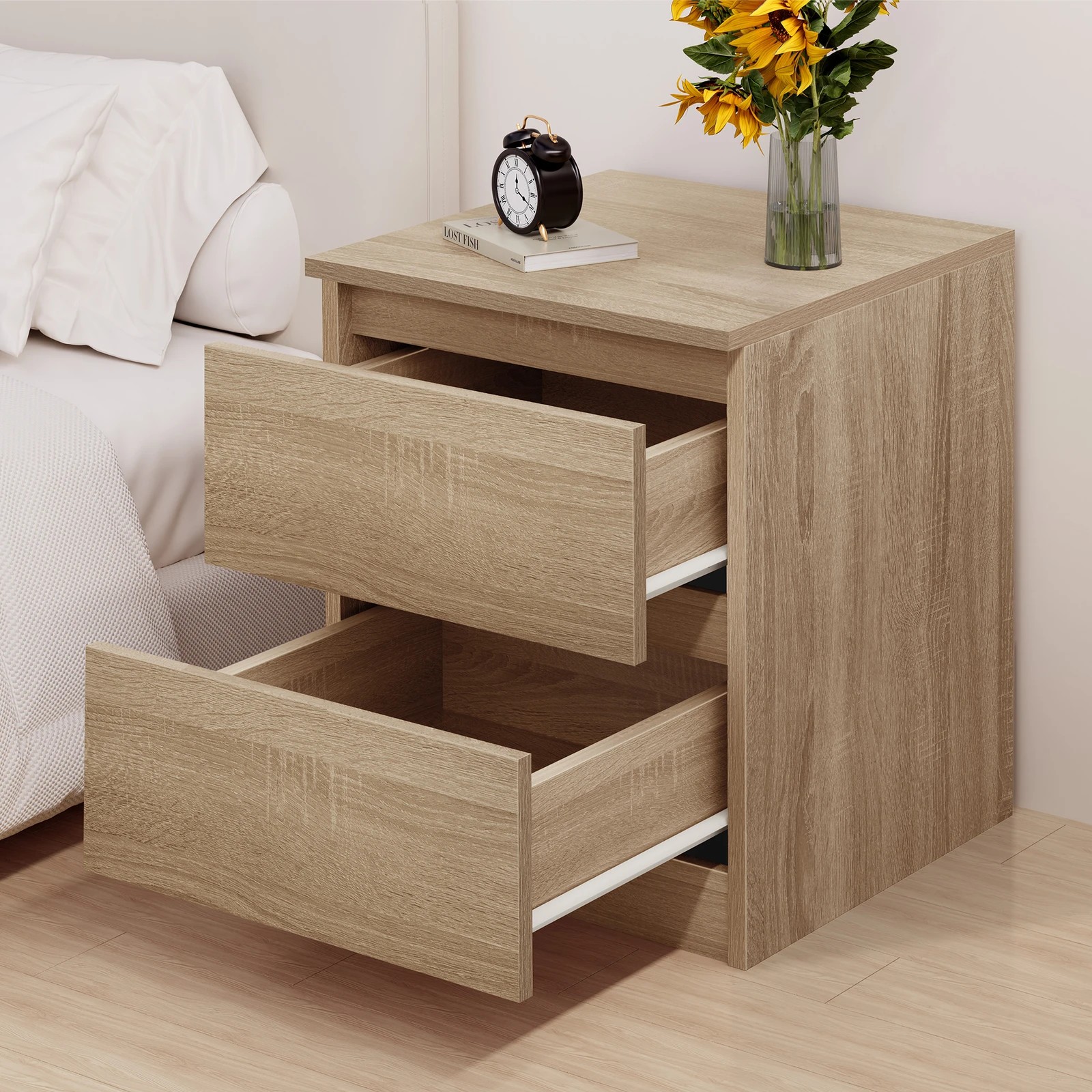 7 Alfordson Bedside Table Nightstand Storage Cabinet Side End Table - Wood, 7 of 10