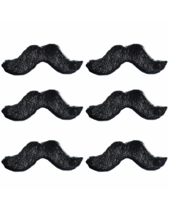 Anagram Stick On Moustaches Pack of 6 - Black