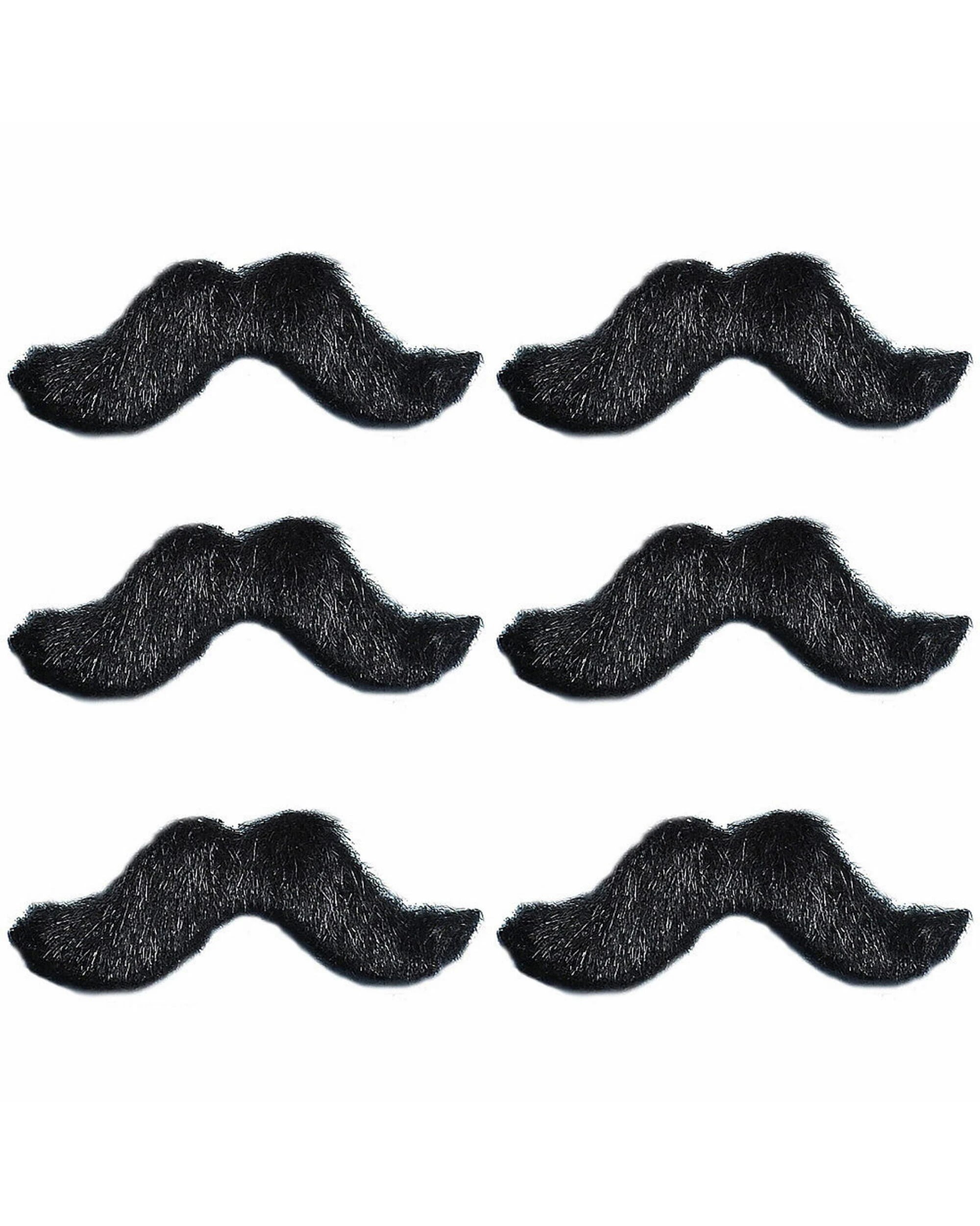 1 Anagram Stick On Moustaches Pack of 6 - Black, 1 of 1