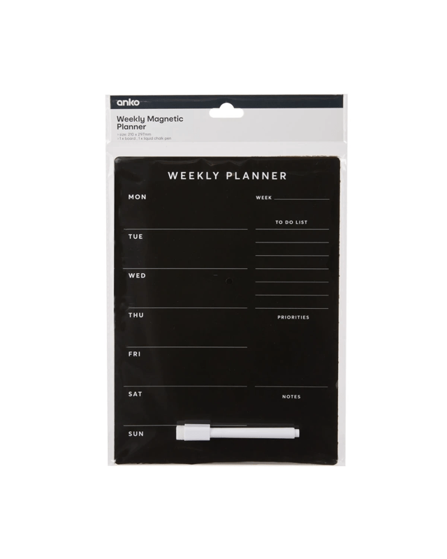 Weekly Magnetic Planner - Black 29.7cm x 