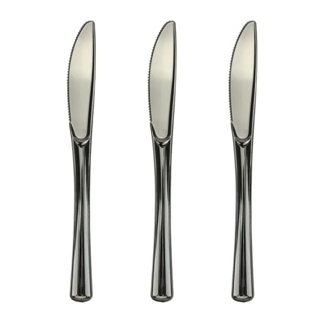 1 Partyware Stainless Steel Look Reusable Plastic Knives (Pack Of 12), 1 of 2