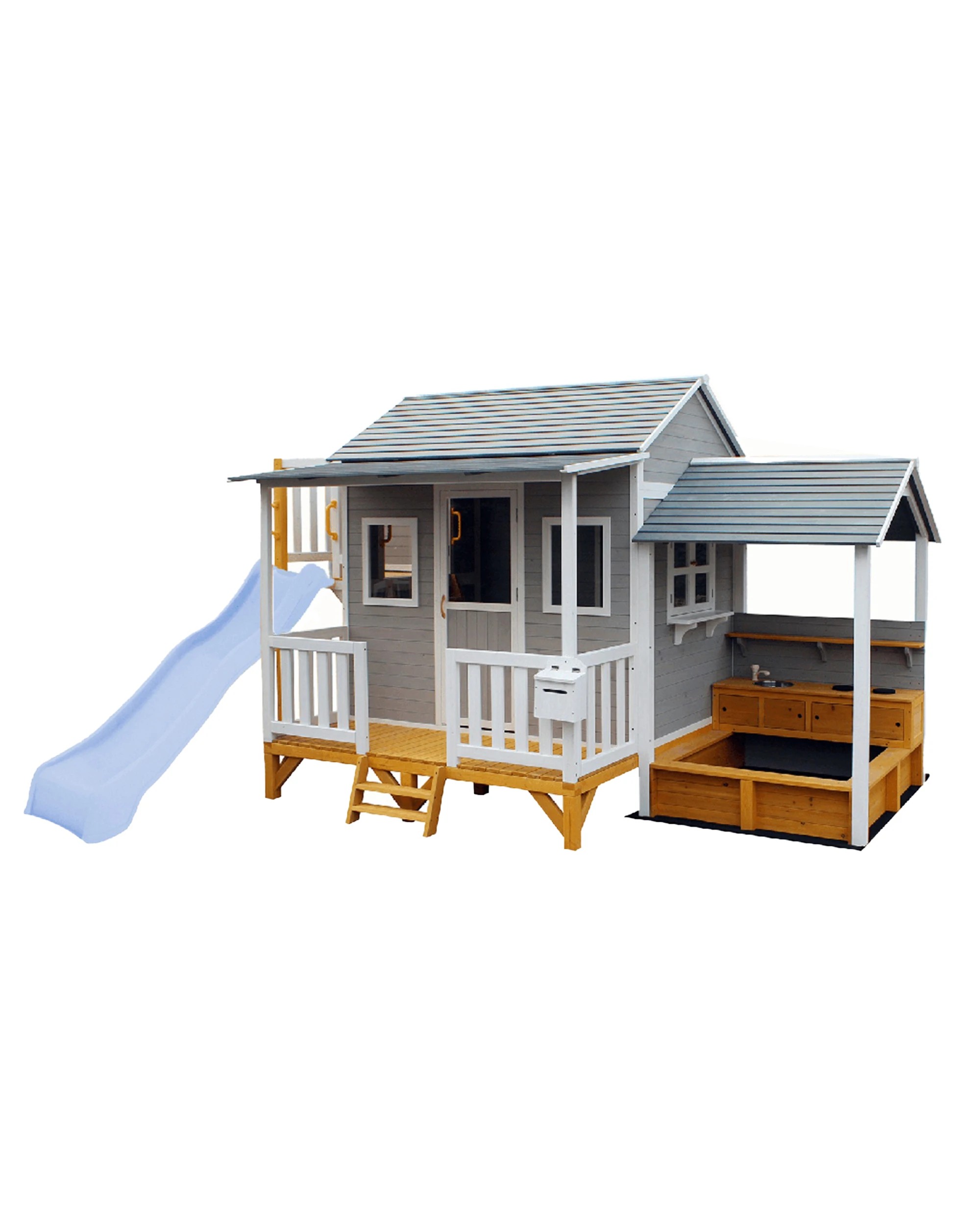 1 KIDZSHACK Delightful Kids Wooden Cubby House Mud Kitchen Slide Fort 3y+ - Blue, 1 of 3