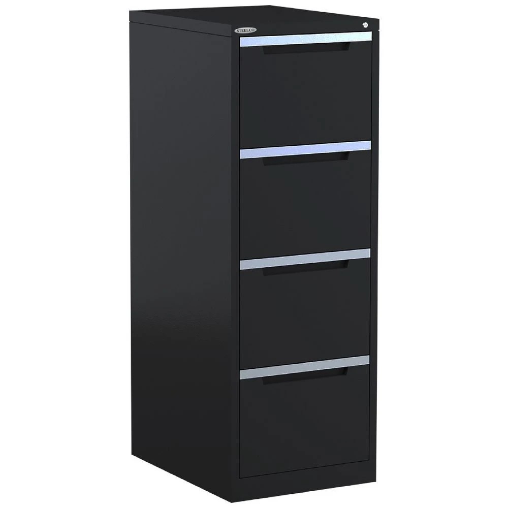 1 Steelco 4 Drawer Vertical Filing Cabinet Satin Black Cabinets Filing Drawer Cabinets, 1 of 1