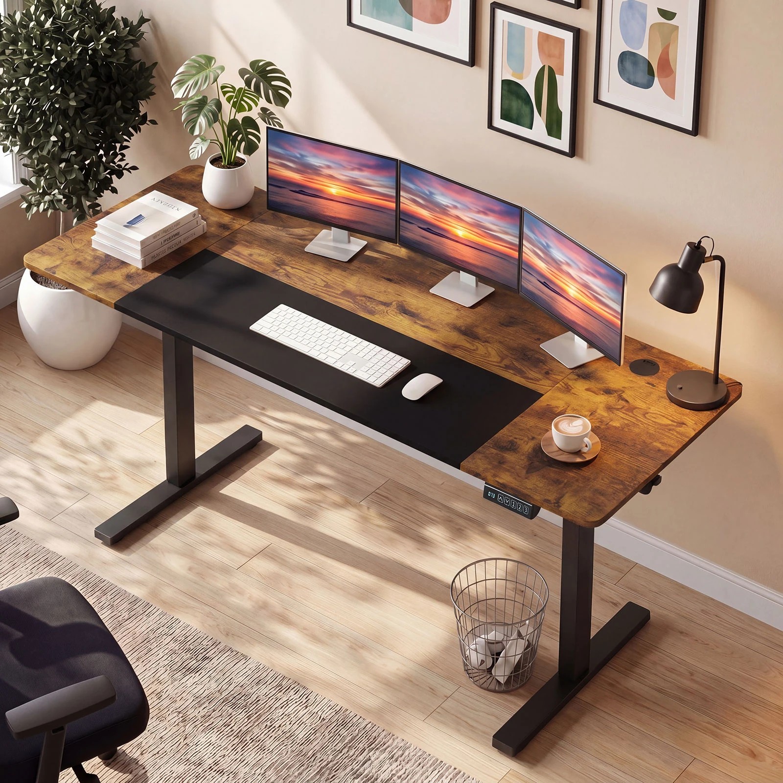 3 Costway 160 x 60cm Electric Standing Desk Adjustable Sit Stand Computer Desk - Multi, 3 of 6
