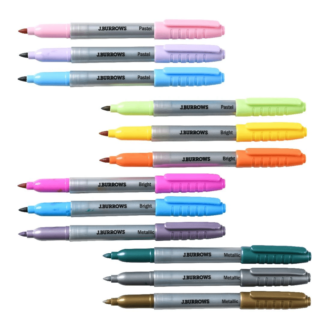 2 J.Burrows Permanent Markers 1mm Bullet Pastel Brights 12 Pack, 2 of 3
