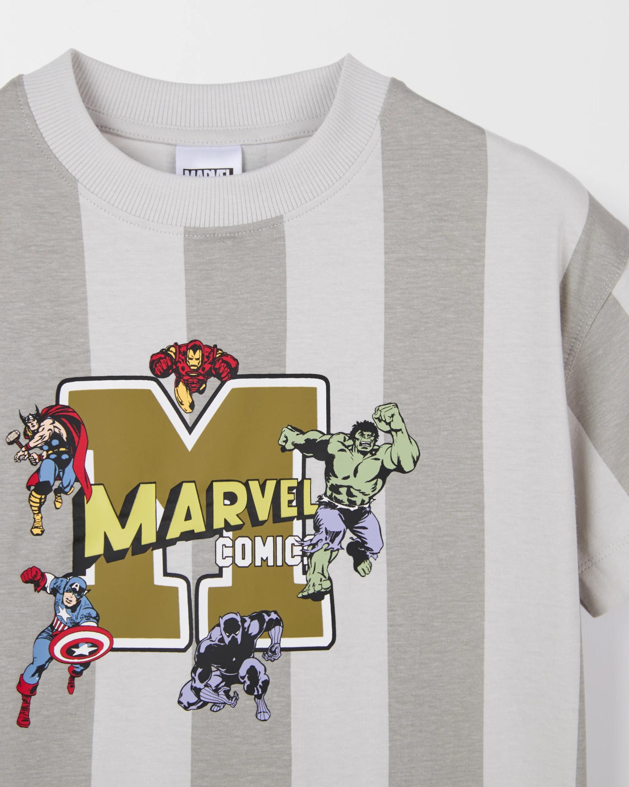 2 Disney Marvel Australian Cotton Oversized Stripe T-Shirt GREY, 2 of 2