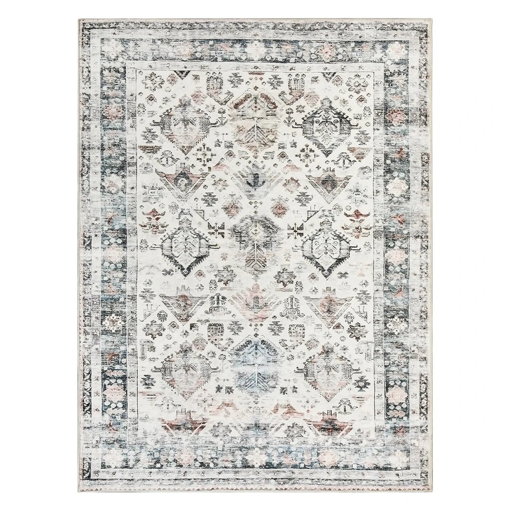 1 Marlow Machine Washable Floor Rug Distressed Vintage, 1 of 8