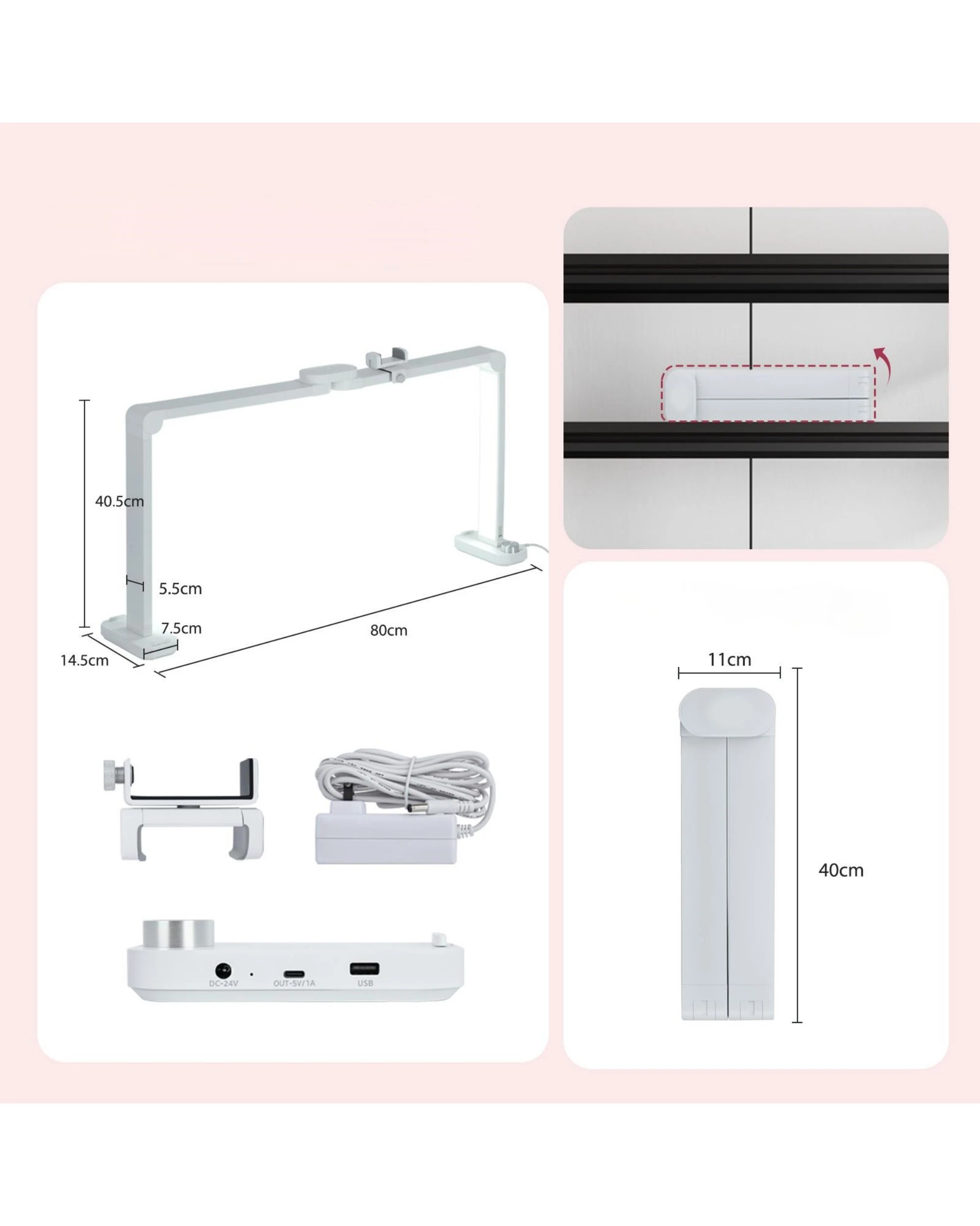 5 Advwin Foldable Nail Tech Lamp for Desk - White, 5 of 8