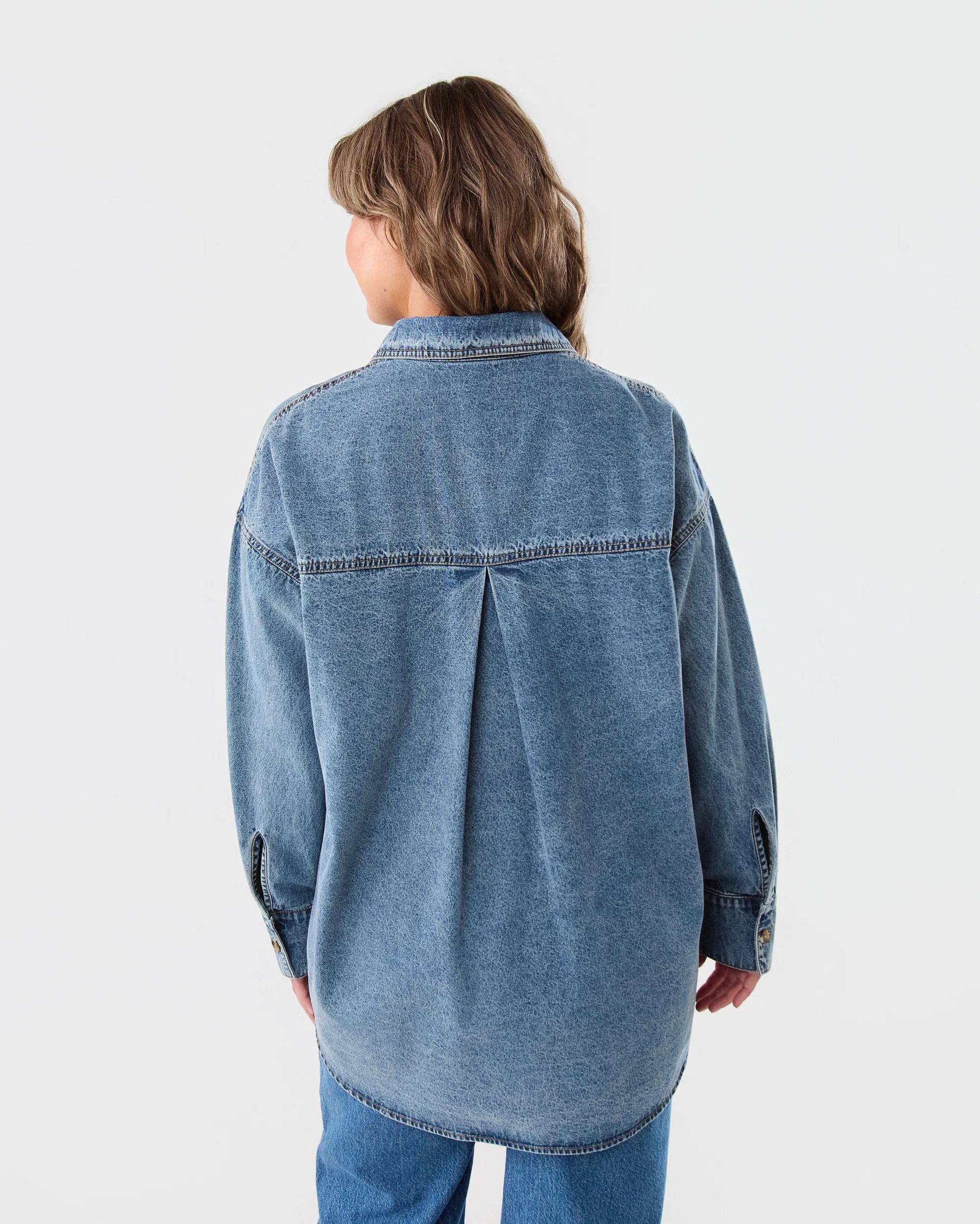 3 Long Sleeve Oversized Denim Shirt Light Wash, 3 of 7