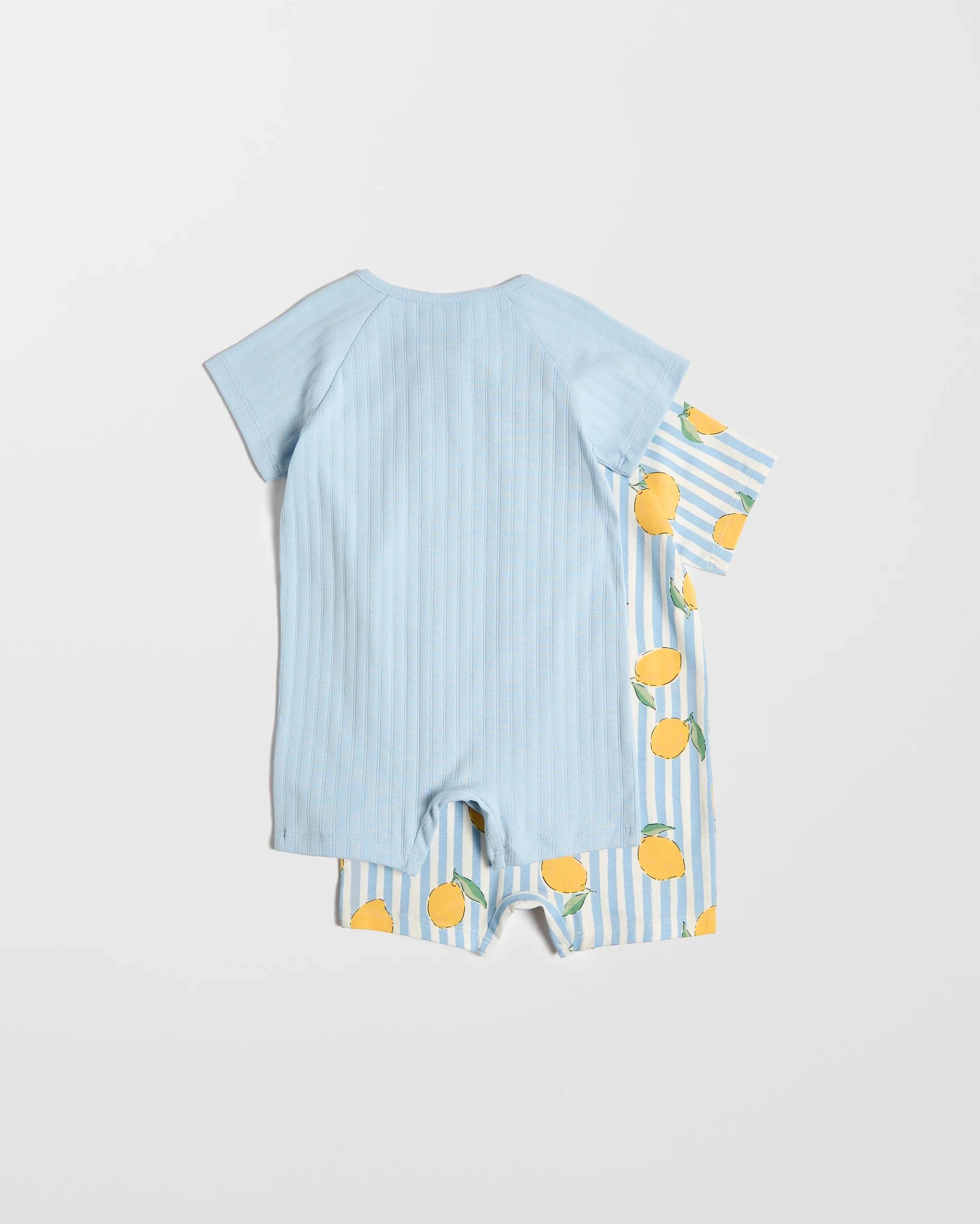 5 Target Baby Baby Organic Cotton Zip Romper 2 Pack LEMONS BLUE & CREAM STRIPE/BLUE, 5 of 5