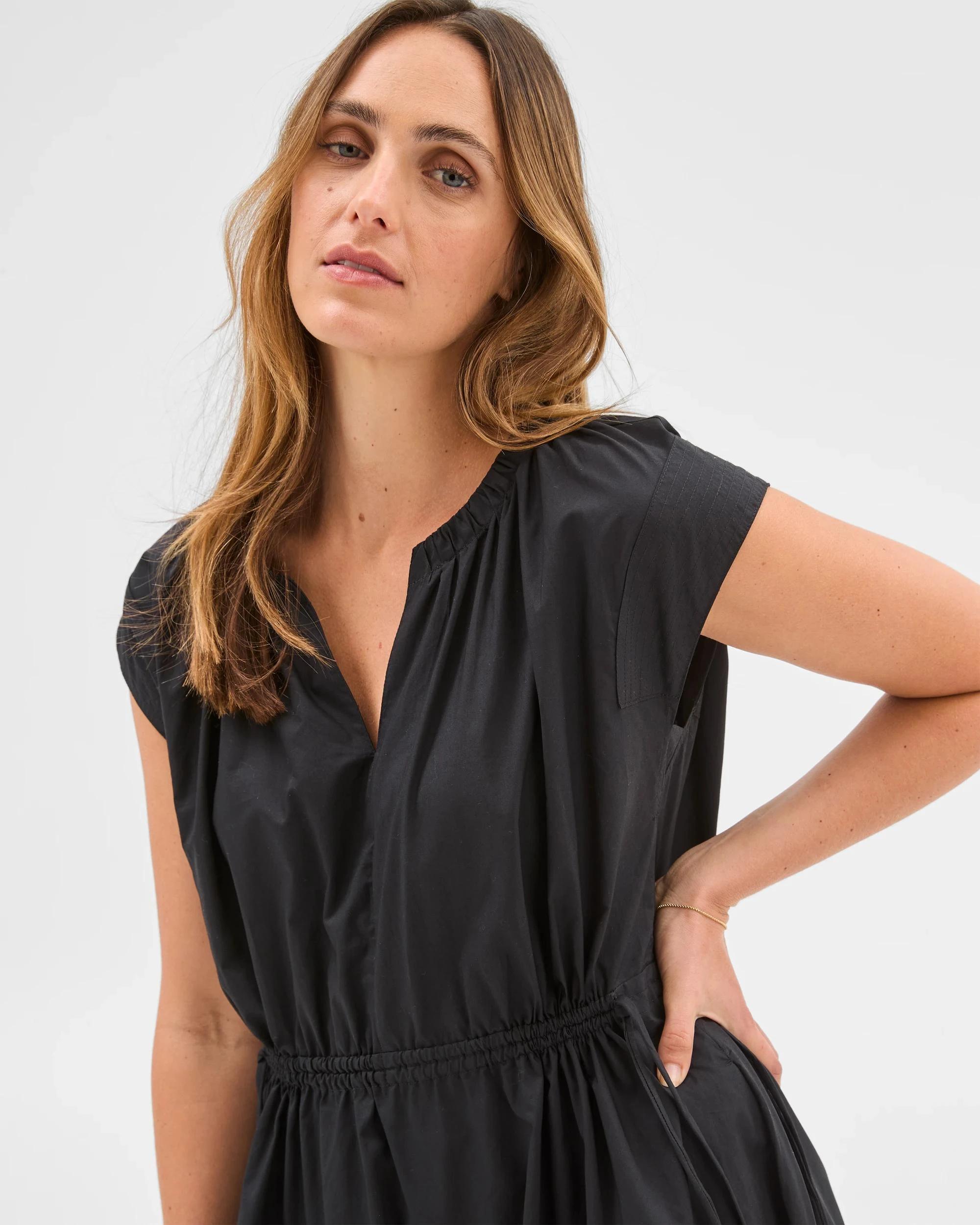 2 Target Australian Cotton Tie Waist Midi Dress BLACK, 2 of 5